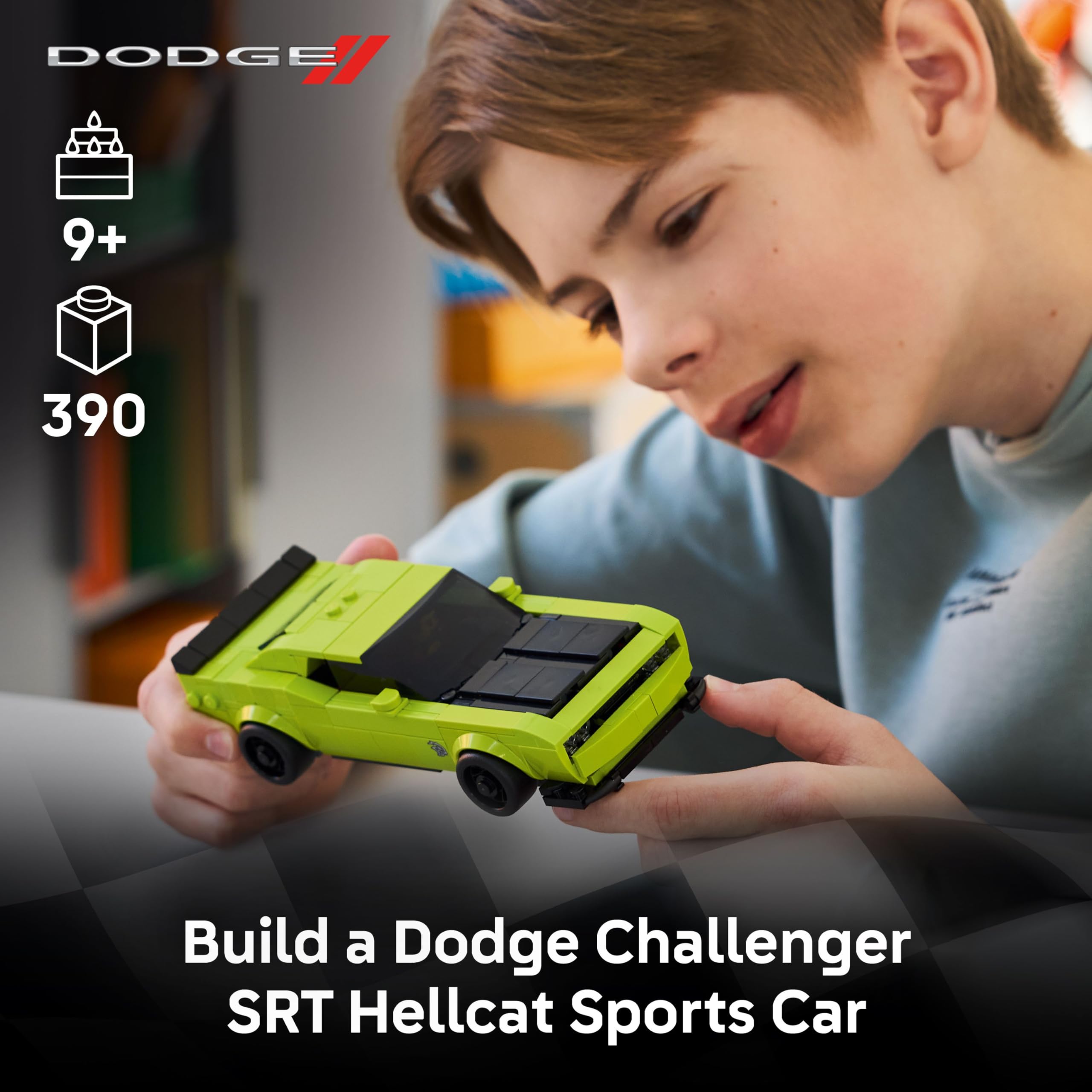LEGO Speed Champions Dodge Challenger SRT Hellcat Sports Car Toy - Building Set for Learning, Play and Display - Kids Toy for Boys and Girls, Ages 9+ - Birthday Gift Idea for Race Car Fans - 77237