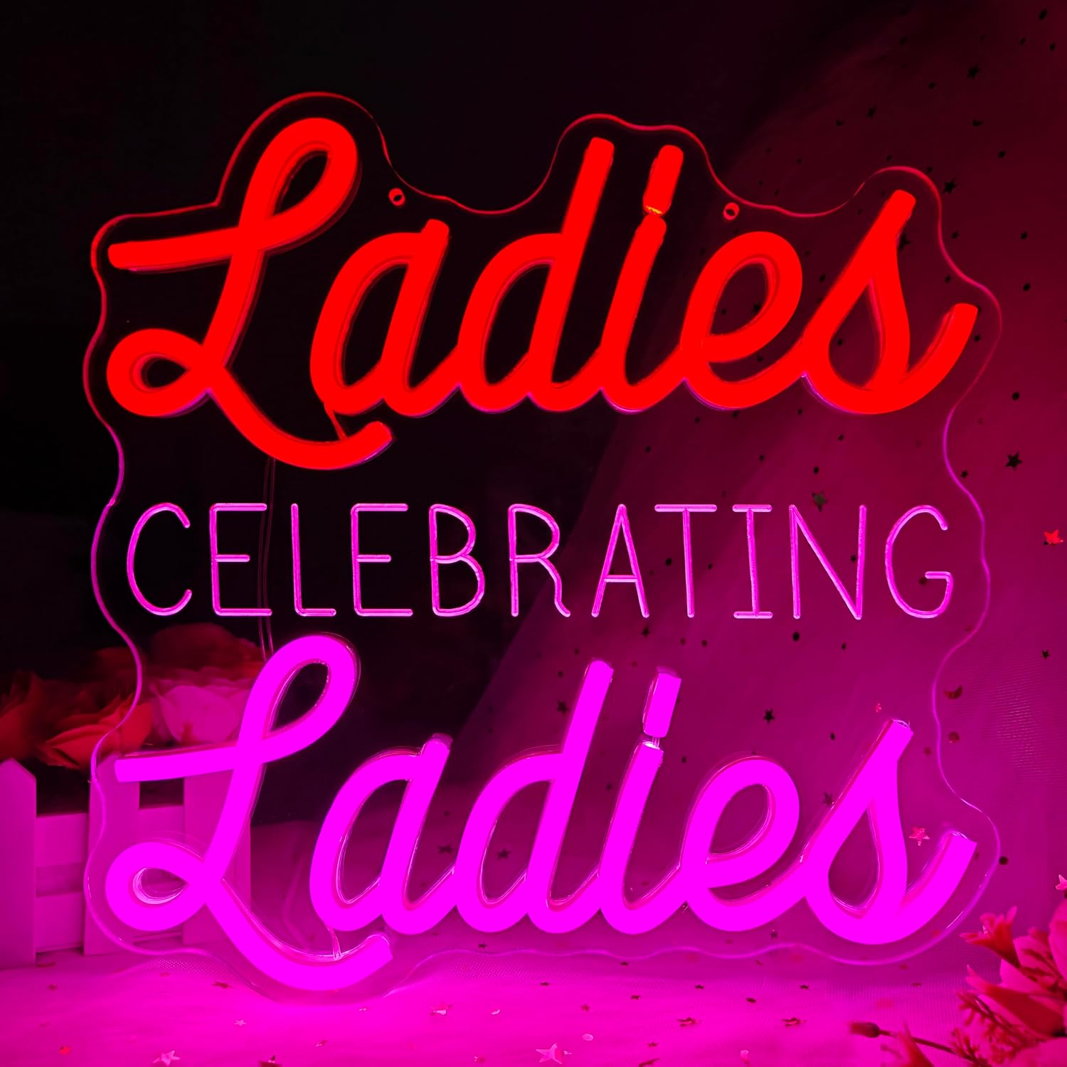 Ladies Celebrating Ladies Neon Sign for Wall Decor Galentines Day Decor Led Signs Ladies Night Neon Light Up Sign for Valentine'S Day Girls Night Lady Galentines Day Party Decorations