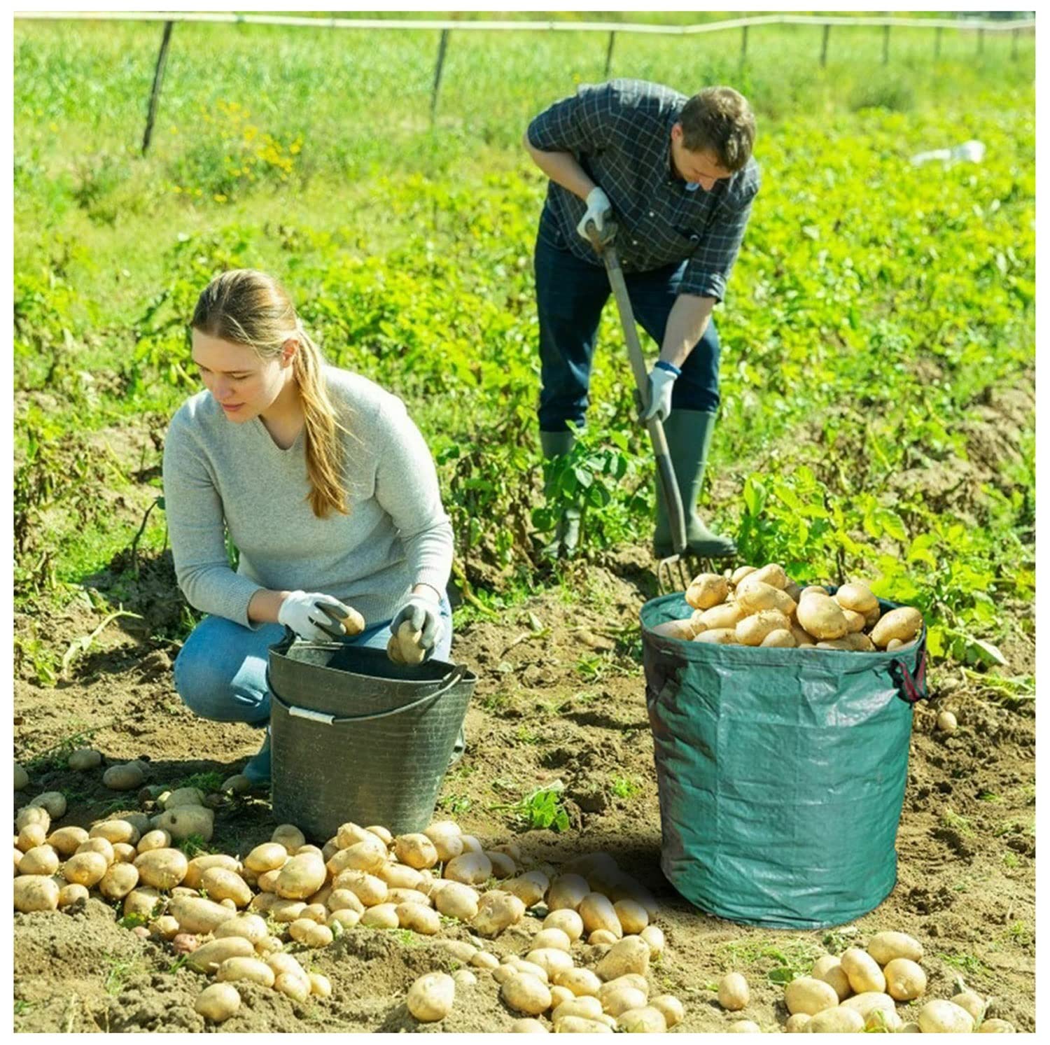 Sac de Jardin 120L/272L/300L/400L/500L Sacs Déchets de Jardin Verts avec Poignées indéchirable Pliable Réutilisable Sac à Déchets de Jardin (Color : 3pcs, Size : 500L)