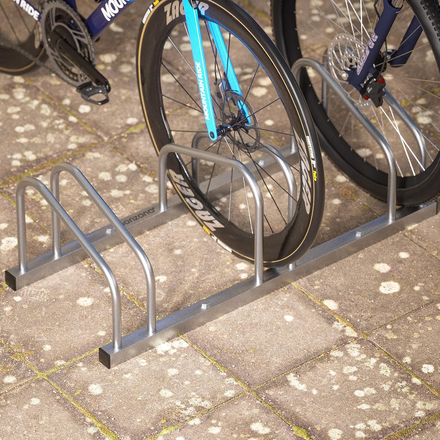 Monzana® Soporte para Aparcar Bicicletas, Aparcamiento Estacionamiento 3 Bicis, Parking Bicicleta 30-65mm, Guarda Bici Interior Exterior, Montaje Pared Suelo, Aparcabicicletas, Portabicicletas