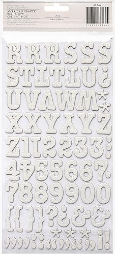 Miniatura 2 de American Crafts 42864 - Pegatinas de letras de aglomerado con purpurina gruesa, color blanco