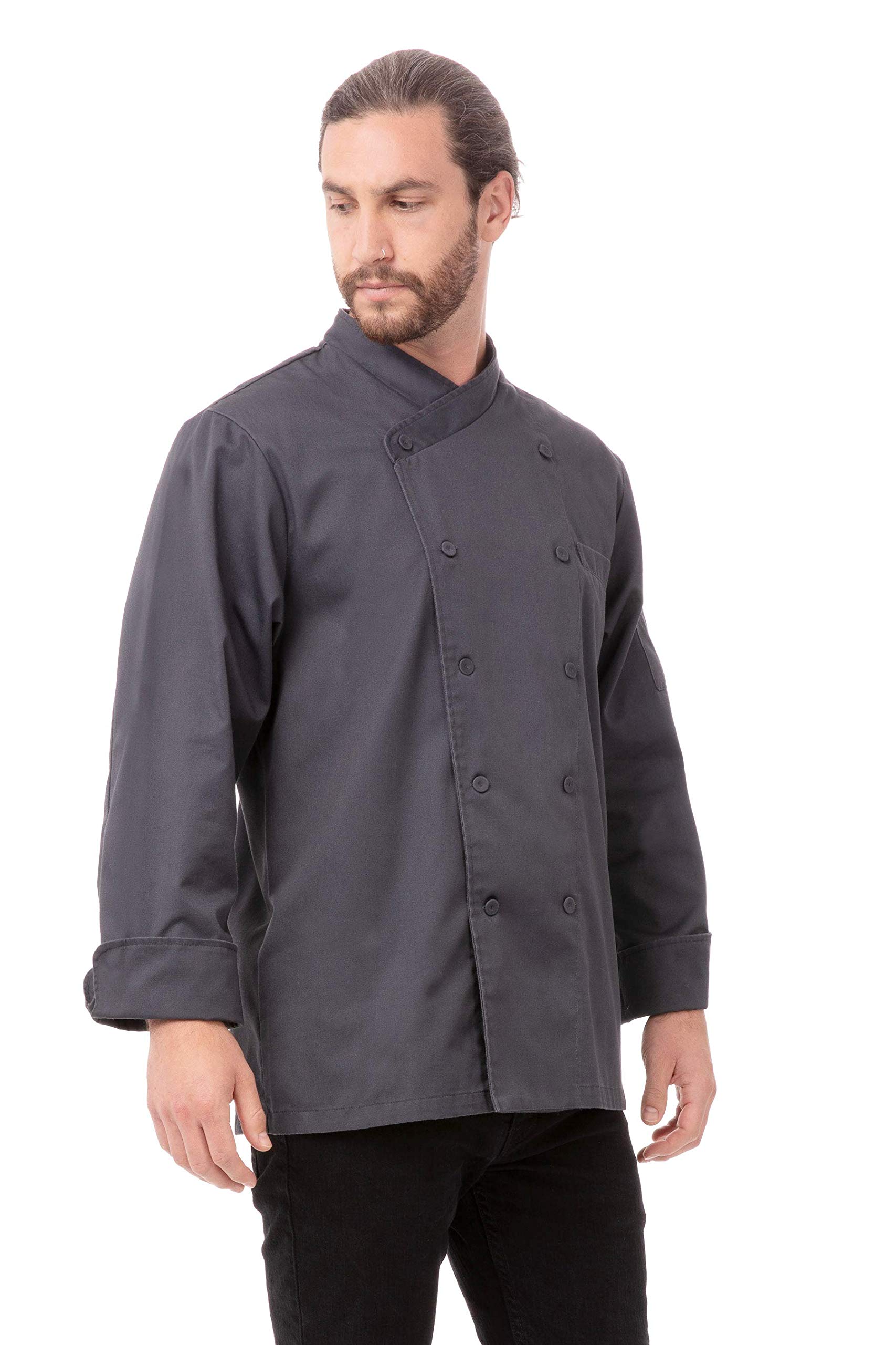 Chef Works Men's Charcoal Anguilla Executive Chef Coat, X-Small