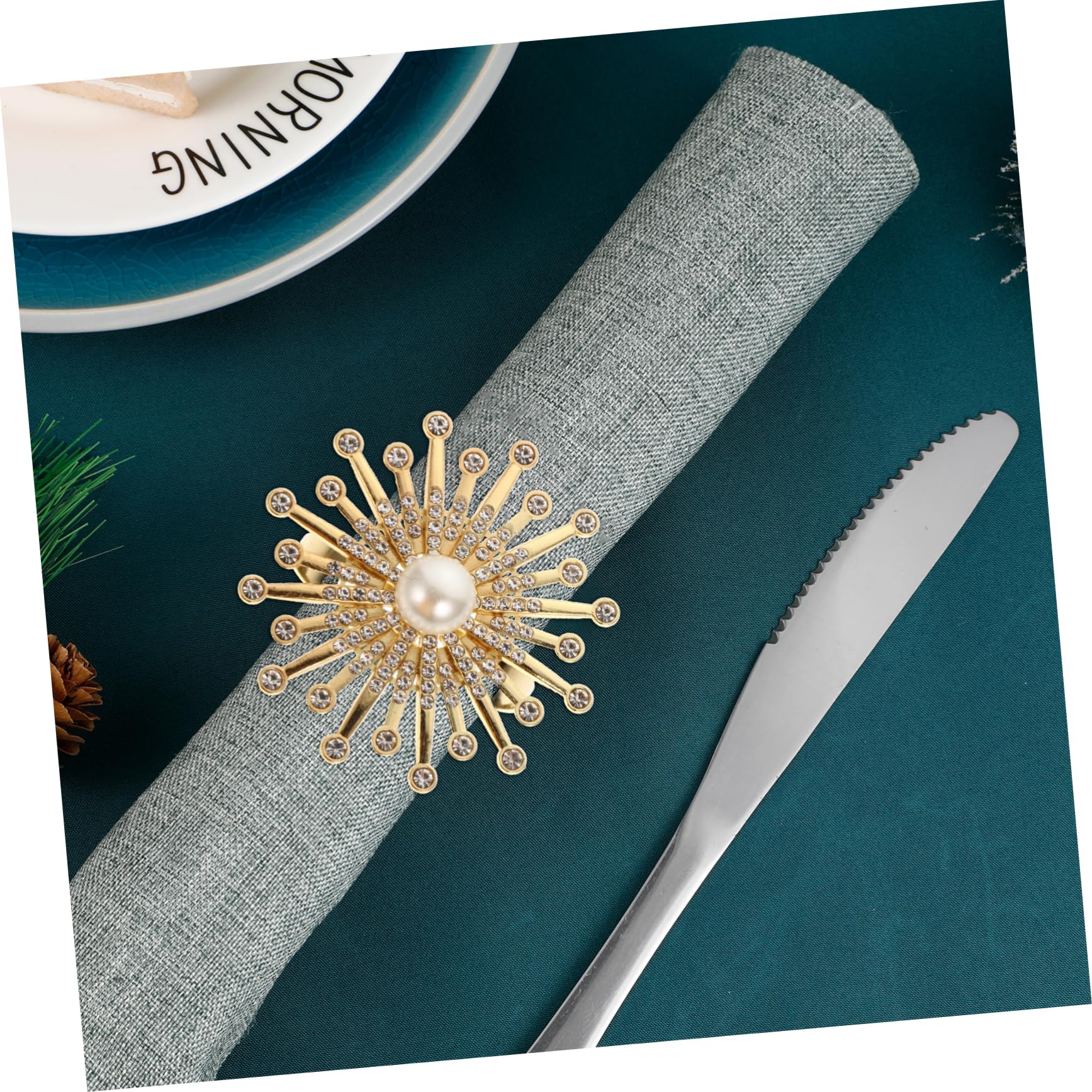 TOPBATHY 12 Piezas Anillo De Servilleta De Anillos De Oro Decoración De La Mesa De Comedor De La Boda Decoración De La Boda De Oro Servilletero De Girasol Pedrería De Rhinestone