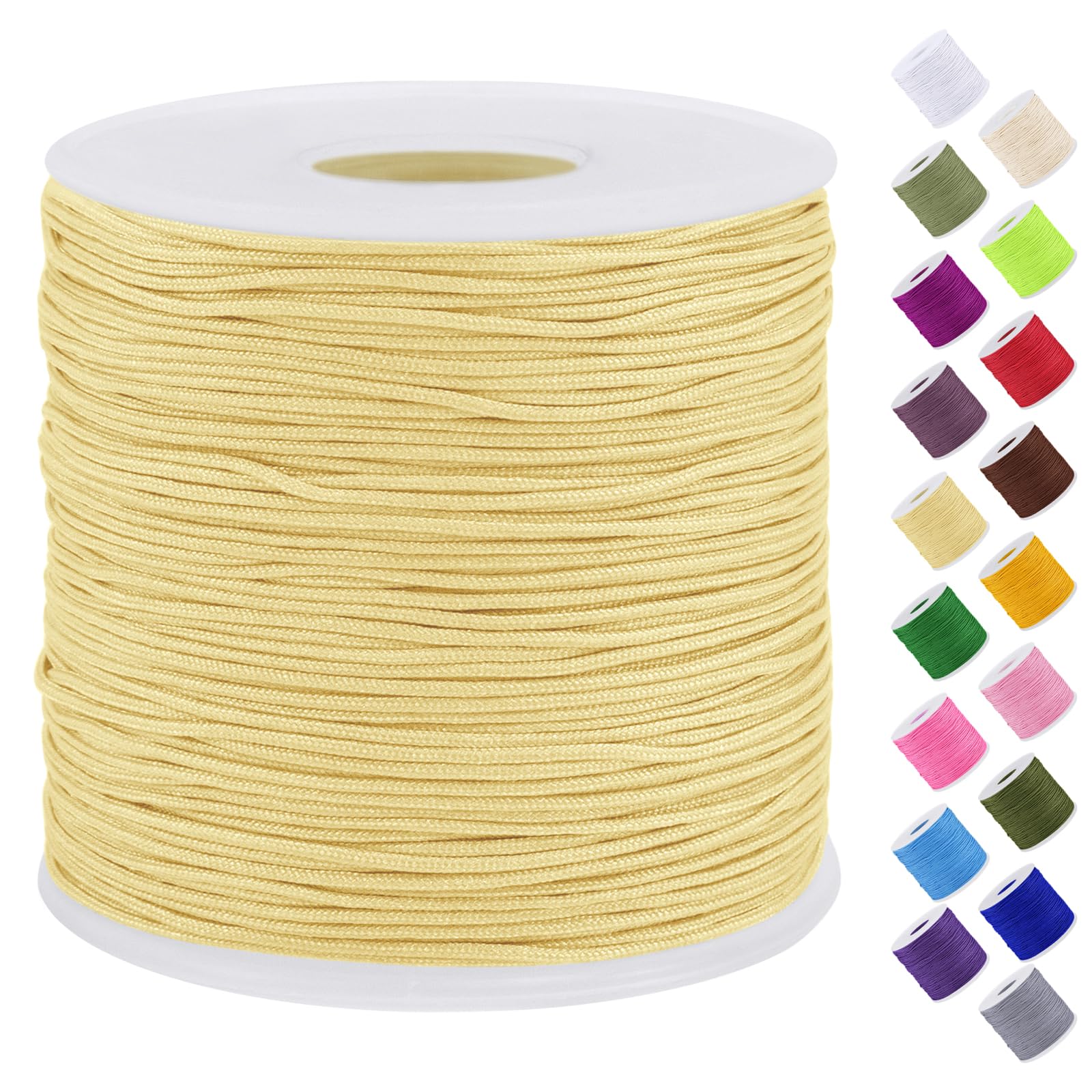 Uiopa Yellow Nylon Cord, 0.7Mm X 131 Yards Nylon String For Bracelet Making, Beading Thread Bracelet Cord For Necklace, Jewellery Making, Macrame, Diy Crafts,