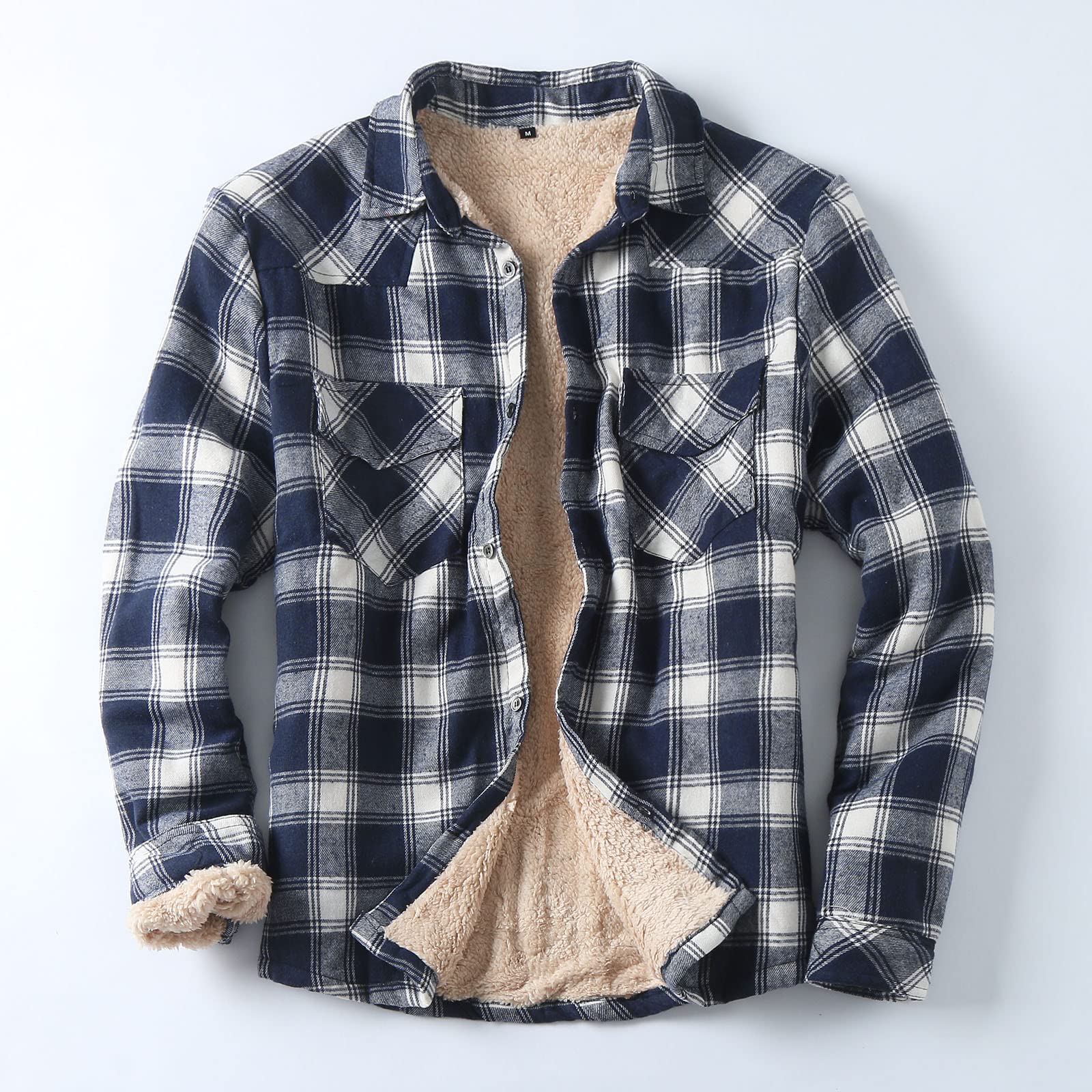 Herren Holzfäller Jacke Flanellhemd Gefüttert Kariert Winterjacke Langarm Winter Warm Holzfällerhemd