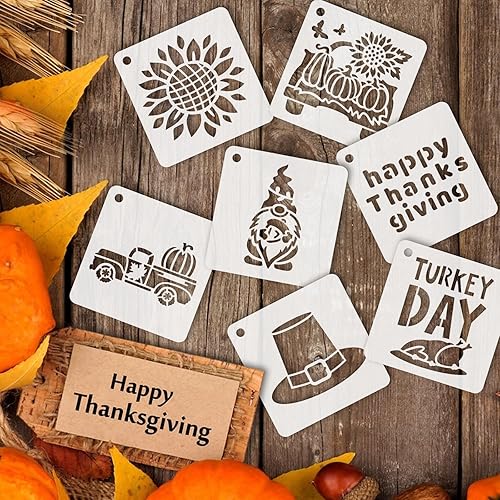 Miniatura 4 de Augshy Plantillas de otoño, paquete de 56 plantillas de otoño pequeñas de Acción de Gracias para pintar en adornos de madera, rebanadas,