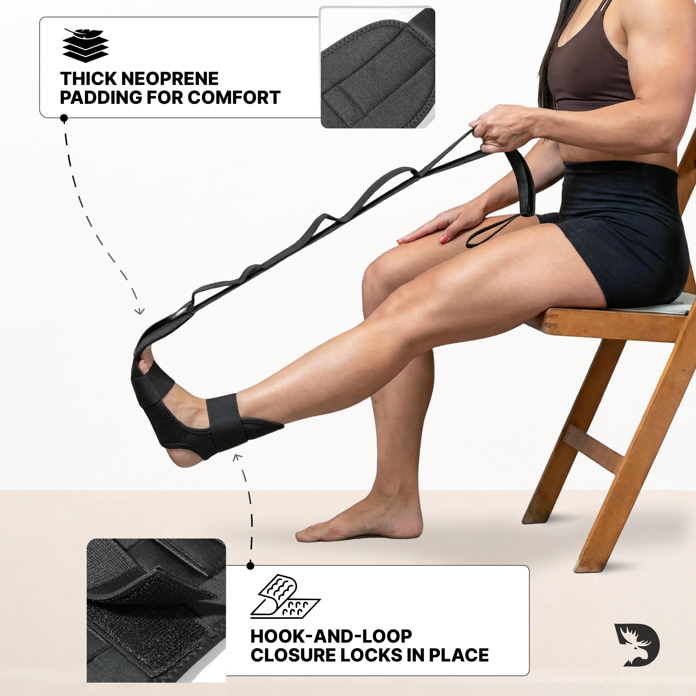 DMoose Fitness Foot & Calf Stretcher Con Cintura Di Stretching Imbottita Regolabile, Sollievo Dalla Tendinite - Cintura Di Stretching Per Le Gambe Da Yoga Per Una Maggiore Flessibilità