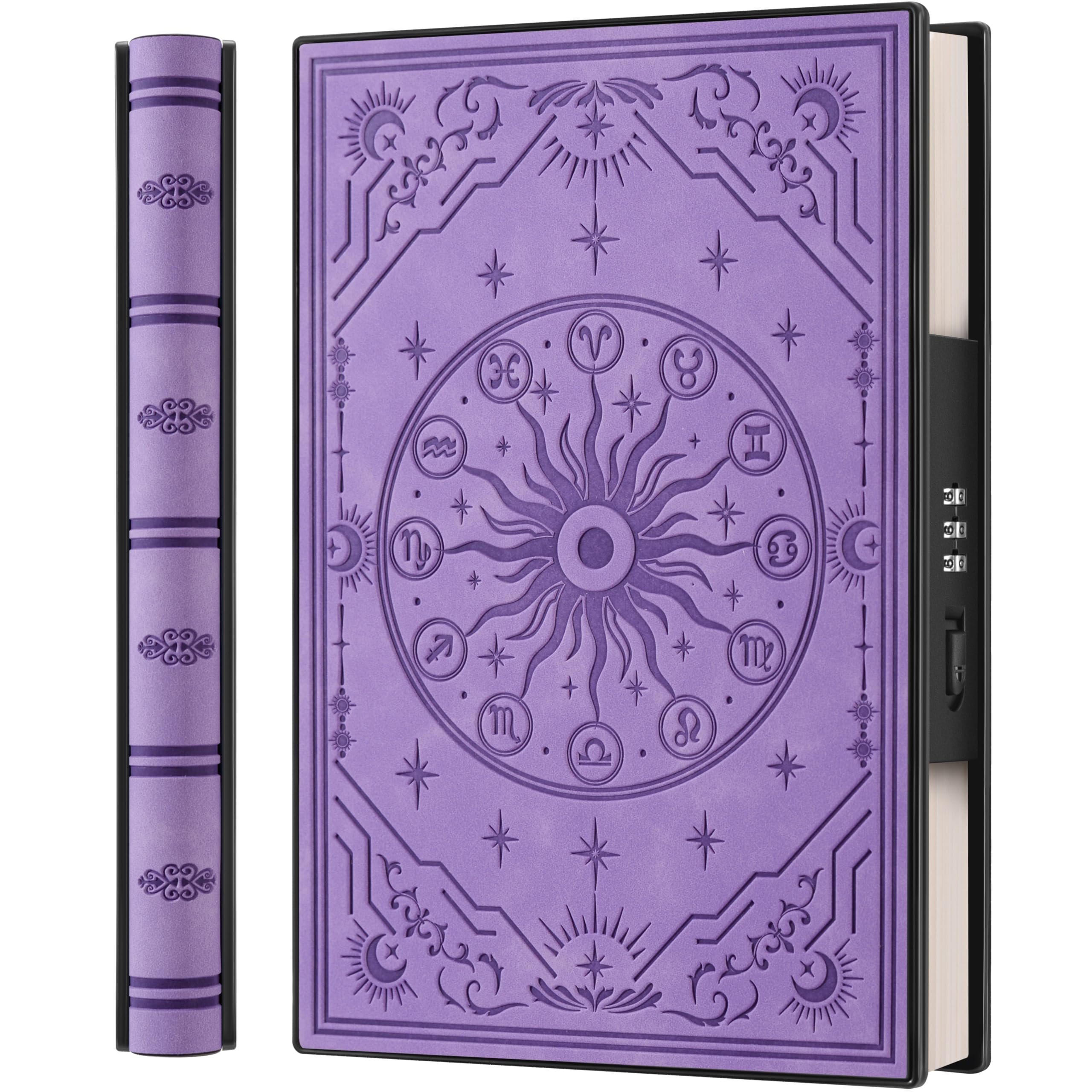 HwxBen Locking Journal for Women & Men – Soft Leather Diary with Password Lock, 220 Pages Thick Paper (100gsm), Private Writing Notebook, Lavender (