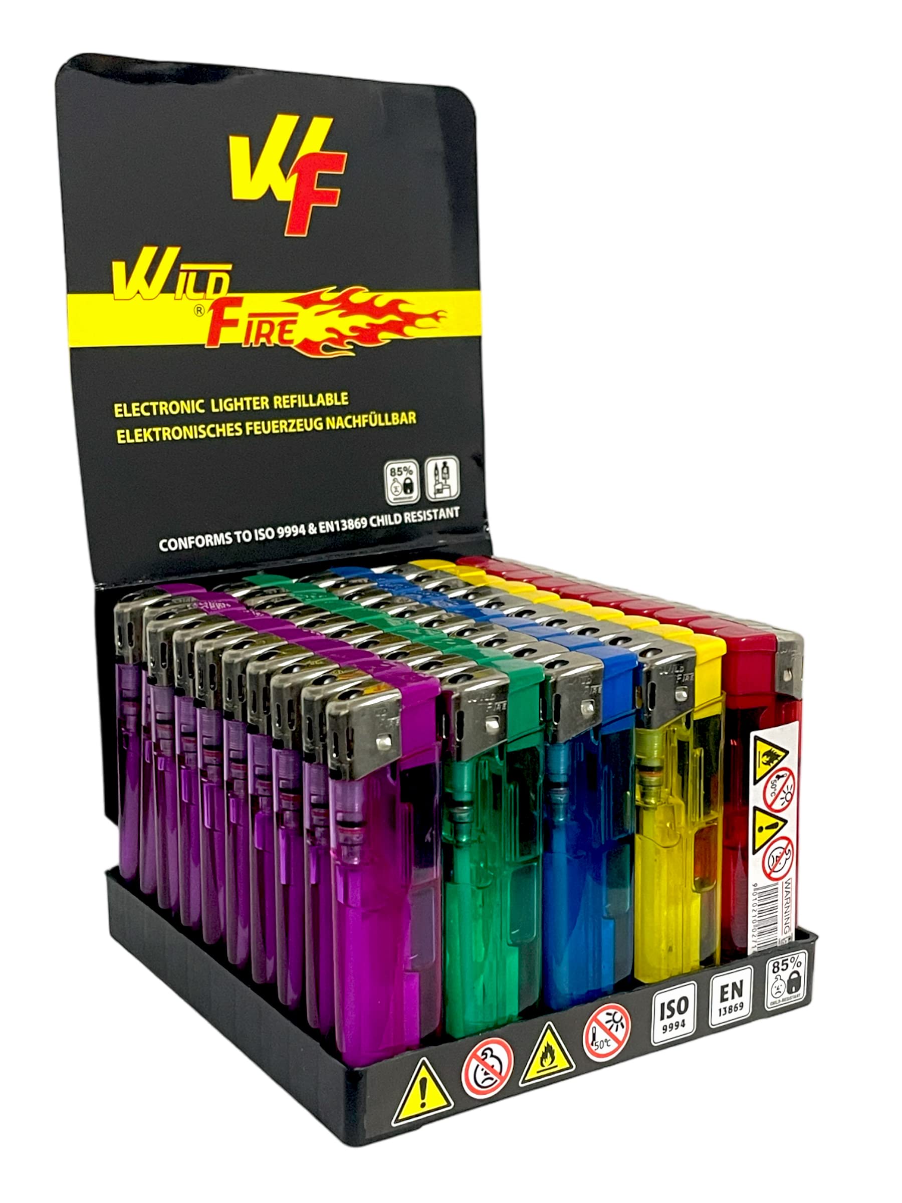 Clearfee Mechero electrónico recargable, multicolor, transparente, encendedor (1000 unidades)