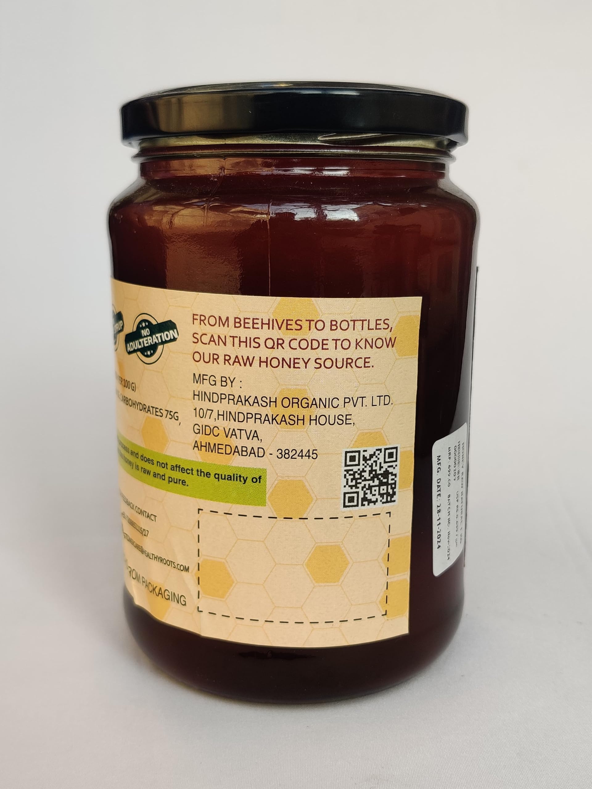 Healthy roots Natural Raw Honey 500gm - Organic Honey Raw Unprocessed (Pure Honey 100% Natural No Added Sugar) (500 gm) 1