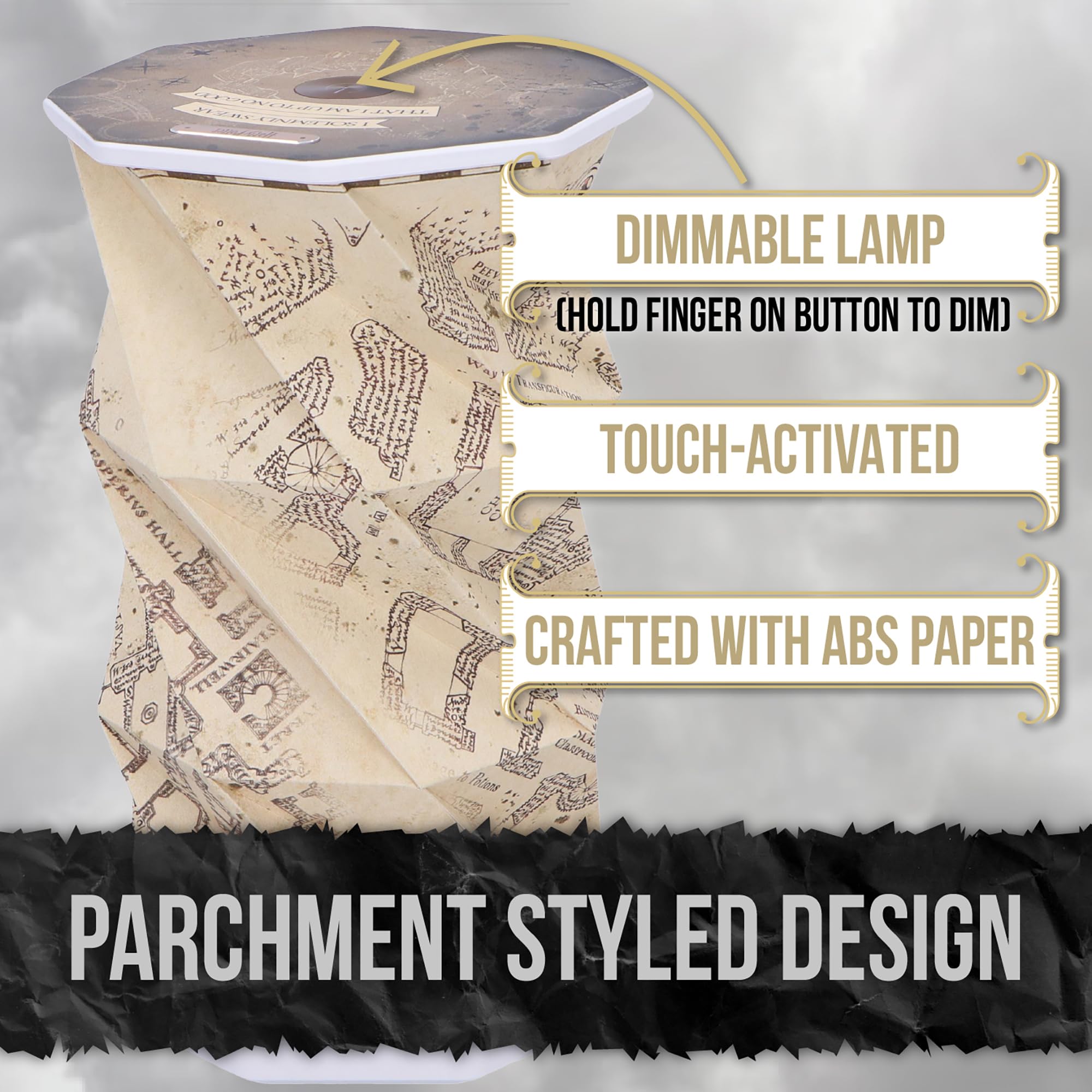 Nemesis Now Lámpara LED plegable de 21 cm, activada por tacto, luz recargable USB-C, producto único de ventilador, regalos y decoración para coleccionistas - Harry Potter