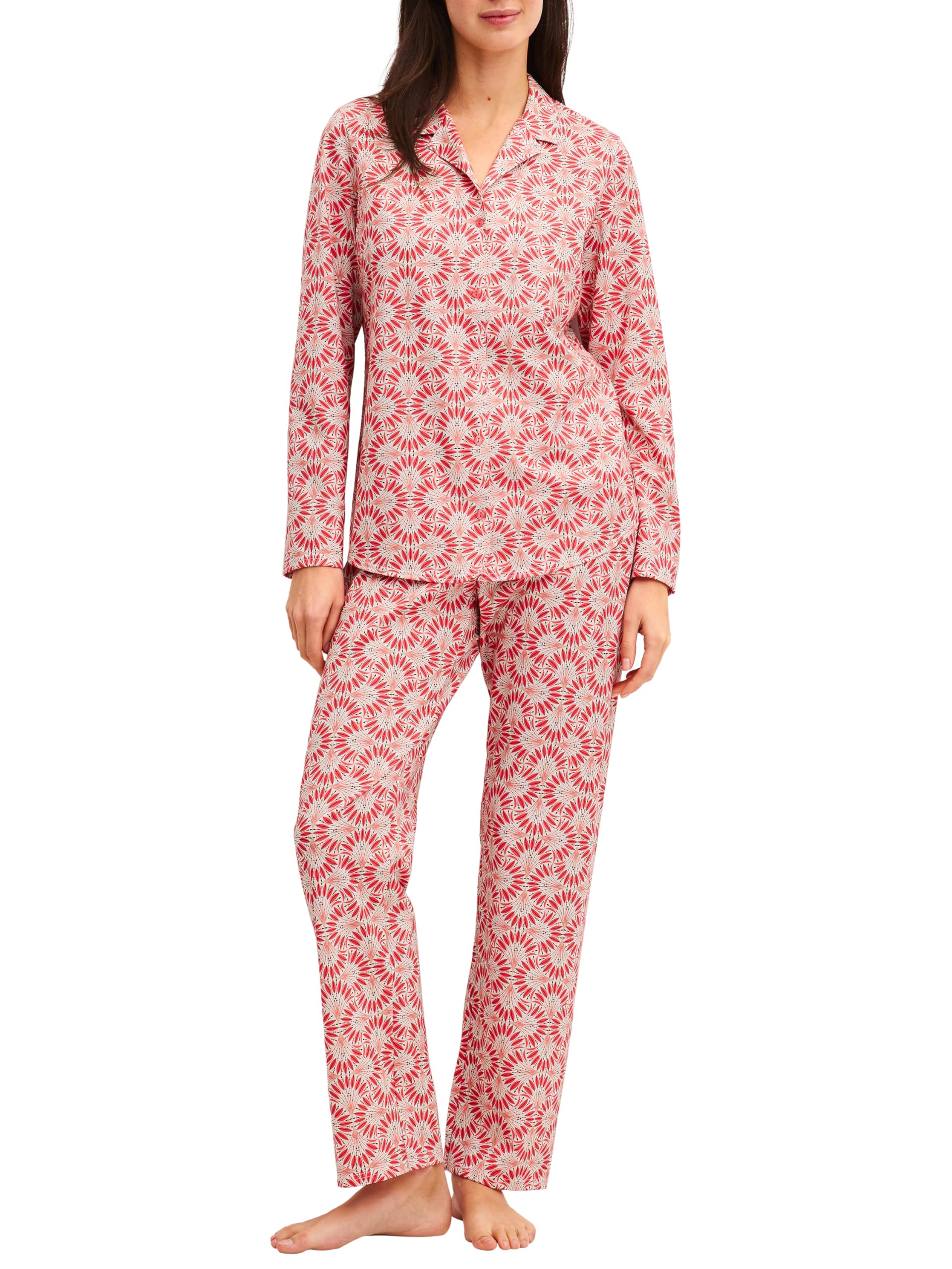 CALIDA Cotton Special Pyjama Damen | Schlafanzug aus 100% Baumwolle, hautfreundlich, atmungsaktiv und klimaregulierend, mit Knopfleiste