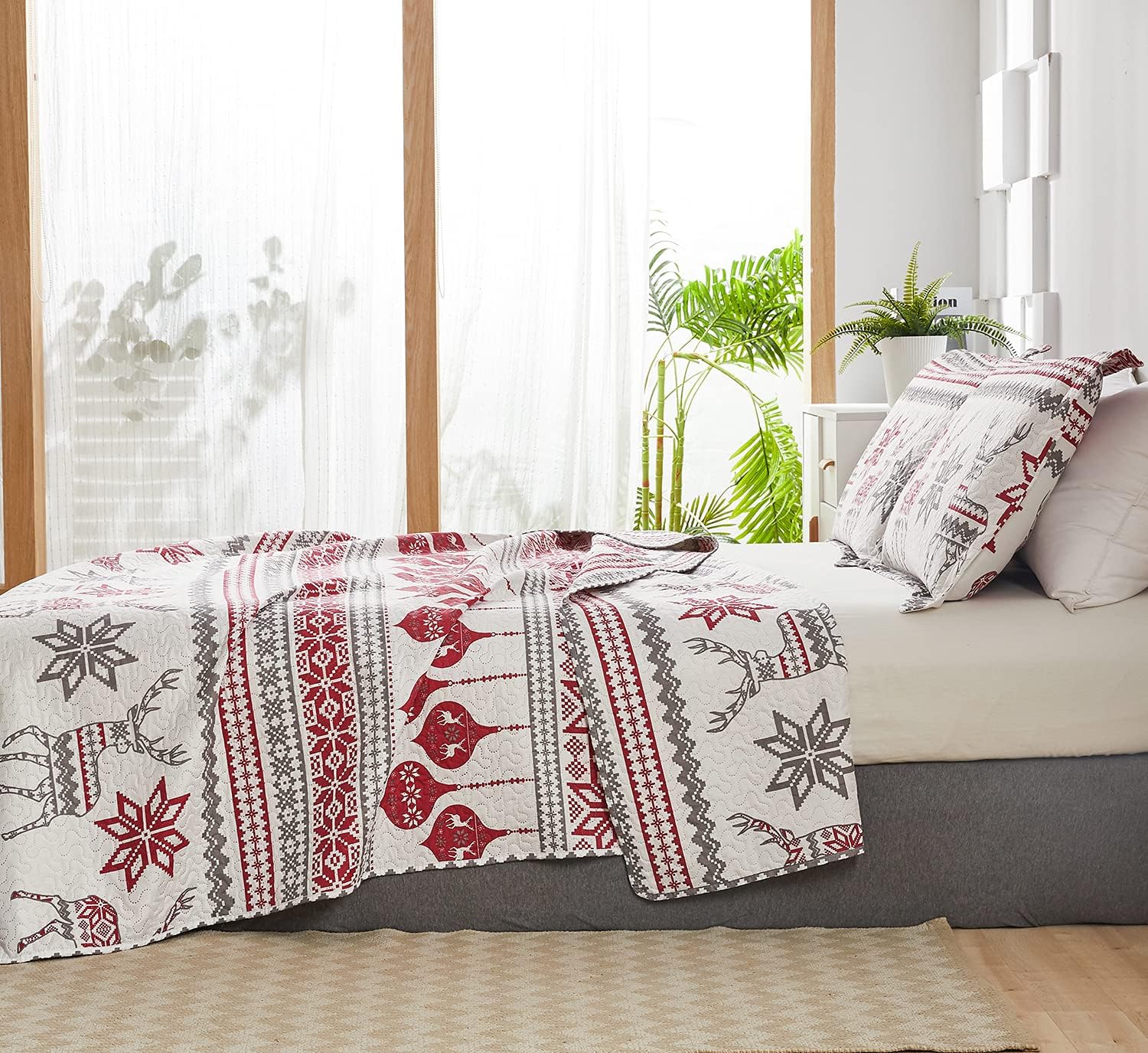 Buy Christmas Bedding Quilts Full/Queen Size Bedspreads 3 Piece