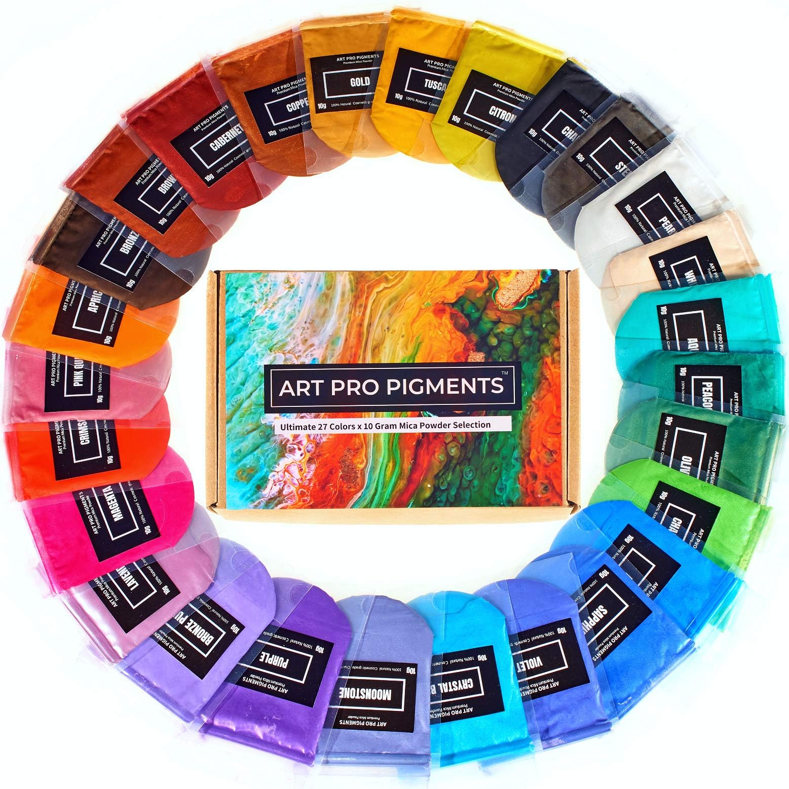 Piccassio Brilliant Mica Powder-Perfect as Epoxy Resin Color Pigment-Cells-No Lumps or Residues-Also Works for Makeup, Bath Bomb, Soap and Slime-Non-Toxic (270g, Multicolor)