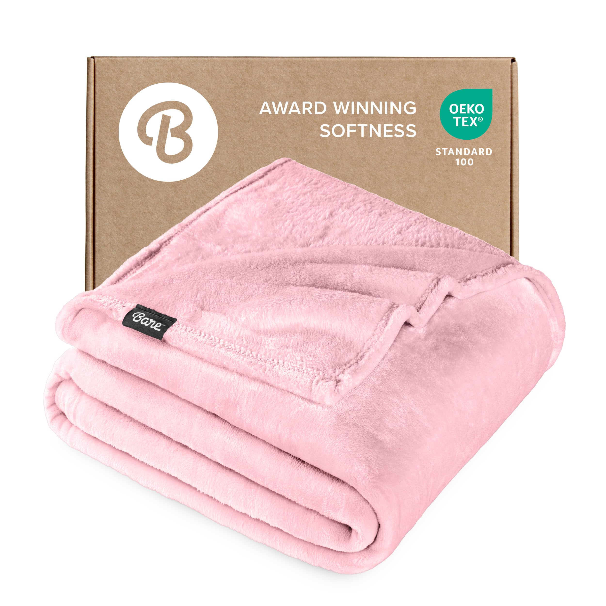 Bare Home Fleece Blanket - Full/Queen - Ultra-Soft Lightweight for Bed, Sofa, and Couch - Luxury Microplush - Cozy Warm Blanket (Full/Queen, Light Pink)