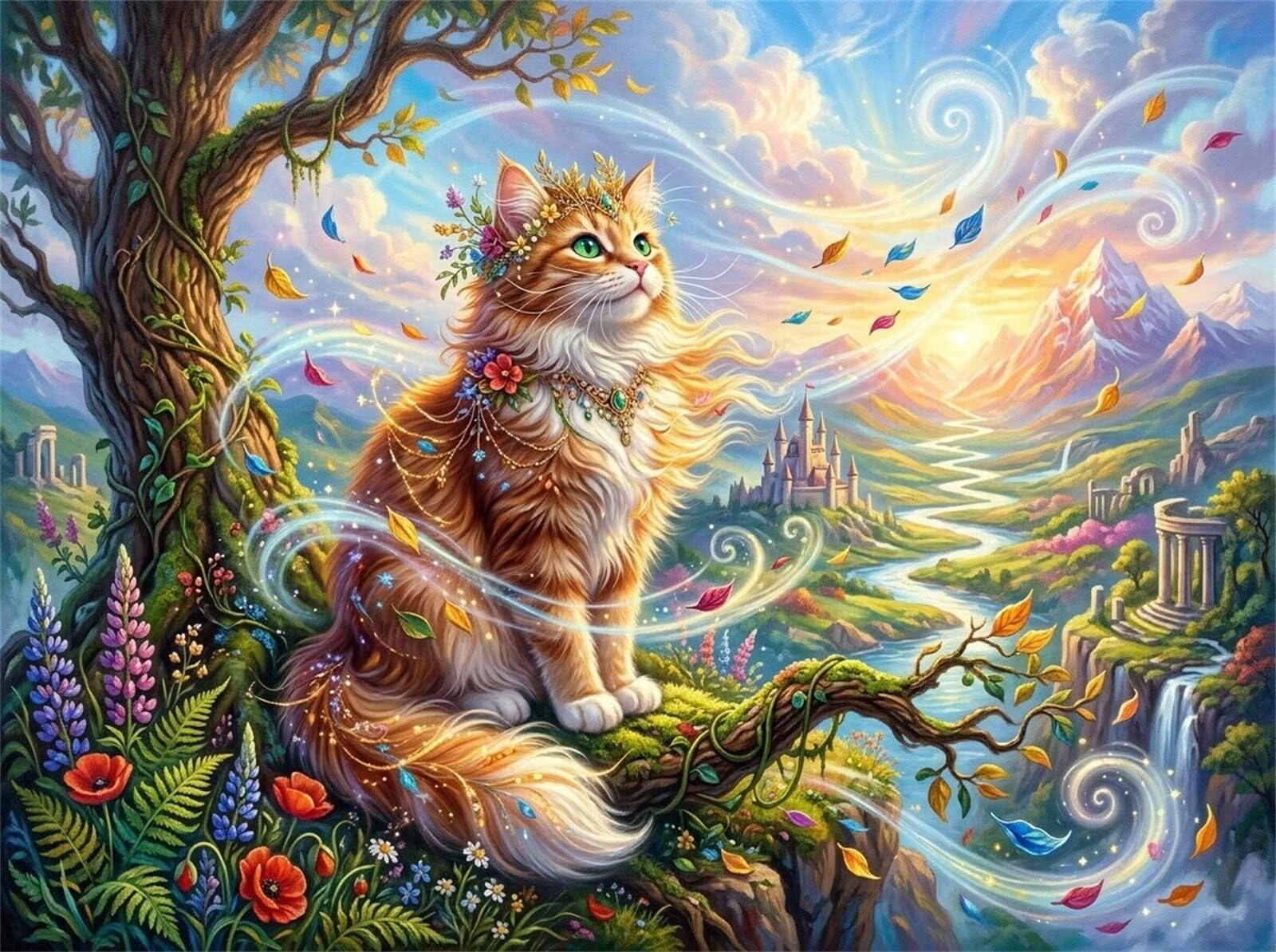 Puzzle 4000 Piezas Adultos Gato del árbol Castillo, Rompecabezas Adultos Dificil 141x87cm, Estimula la Concentración y Antiestrés, Juego de Habilidad para Toda la Familia