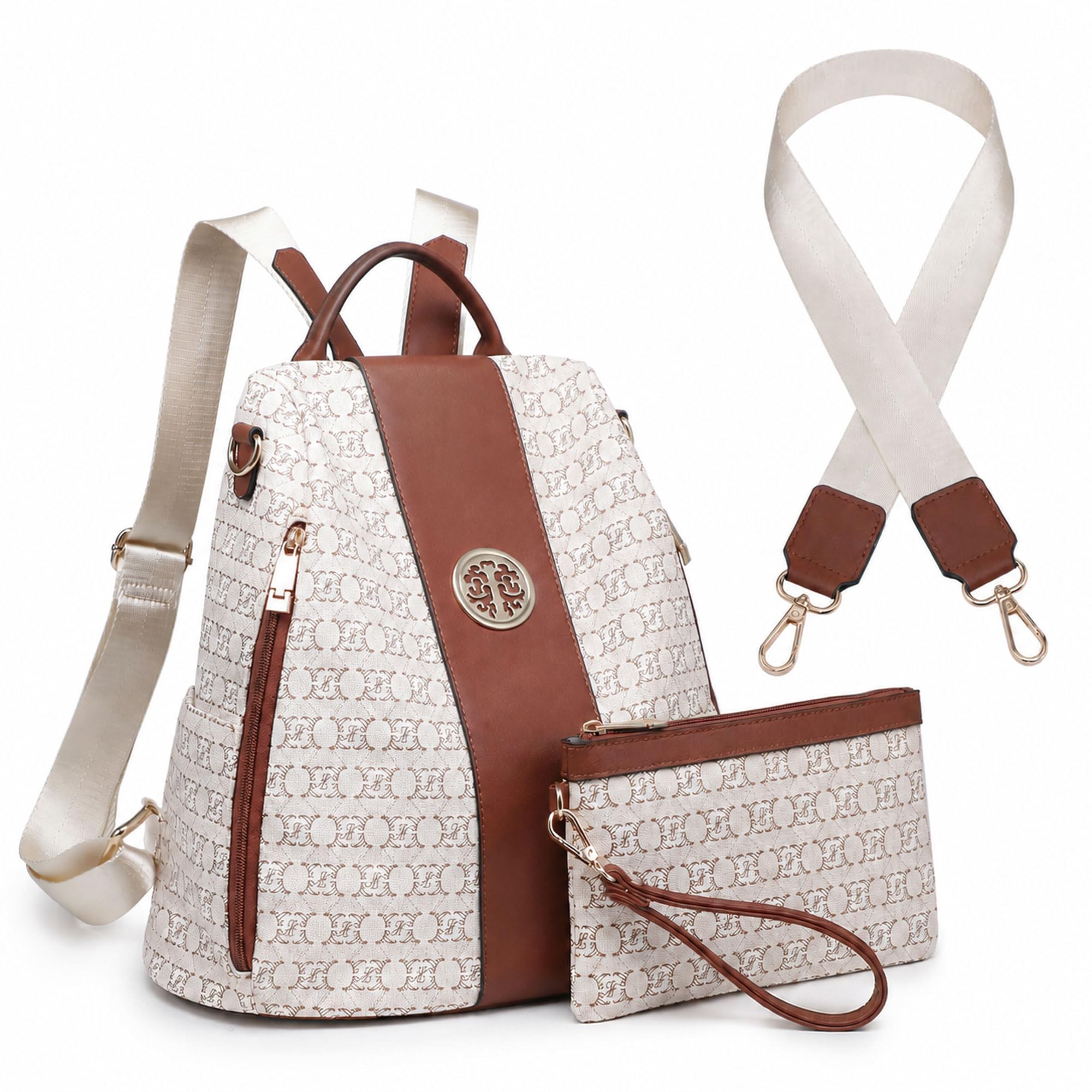 MKP COLLECTION Set di 2 zaini da donna, alla moda, con tasche multiple, antifurto, da viaggio, borsa a tracolla, 11.8"L x 5.5"W x 14"H