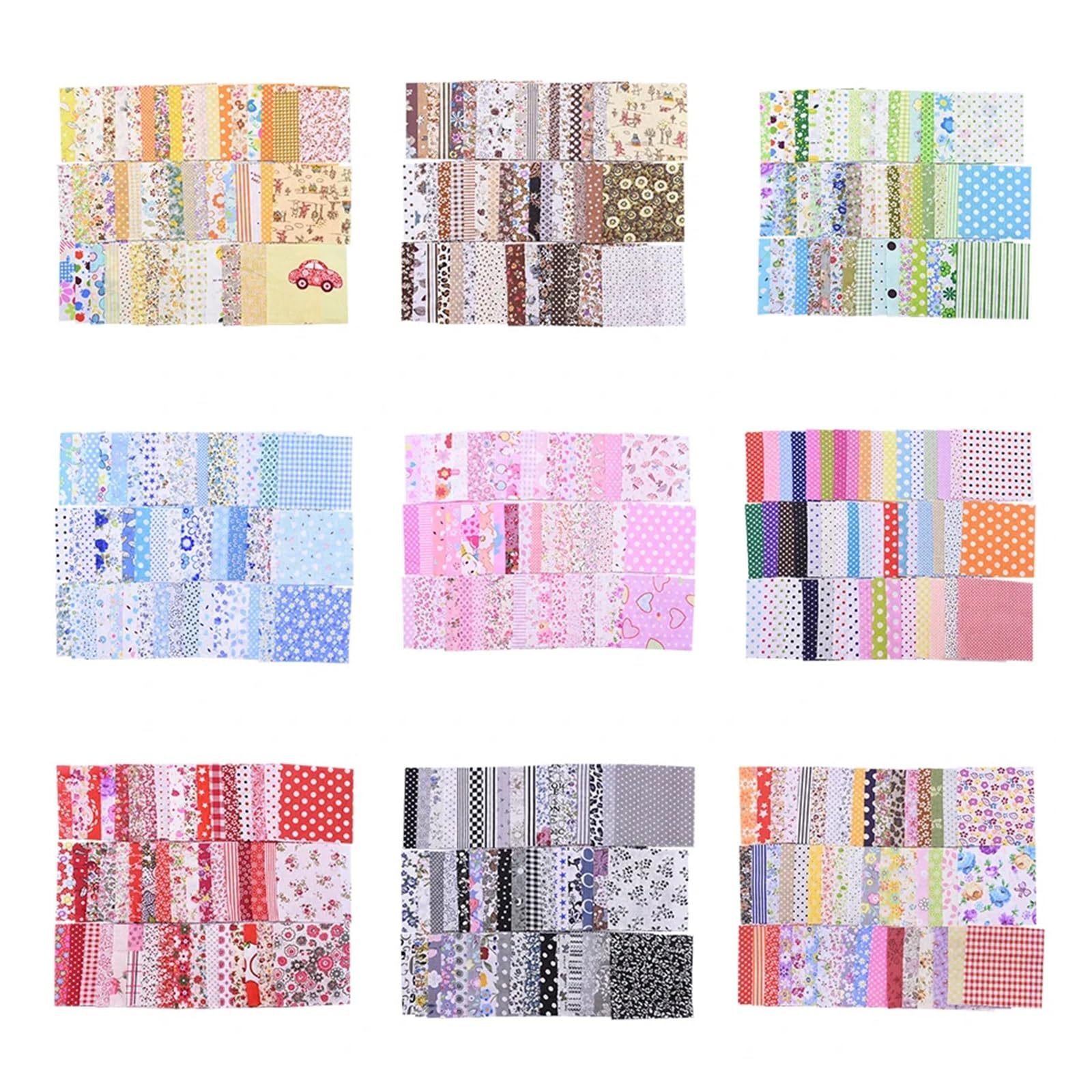 Patchwork Stoffe 50 Stück 10 x 10 cm gemischter Stil, quadratisch, Patchwork-Baumwollstoff, Stoff, DIY, Nähen, Blumendruck, Stoffe