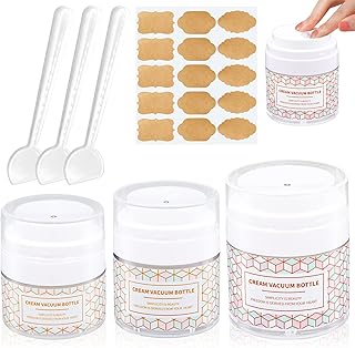 3pcs Airless Pump Jars for Lotions and Creams, 0.5/1/1.7oz Airless Cosmetic Pump Container, Cream Jar Vacuum Bottle Dispenser, Refillable Airless Pump Bottles for Lotions and Creams