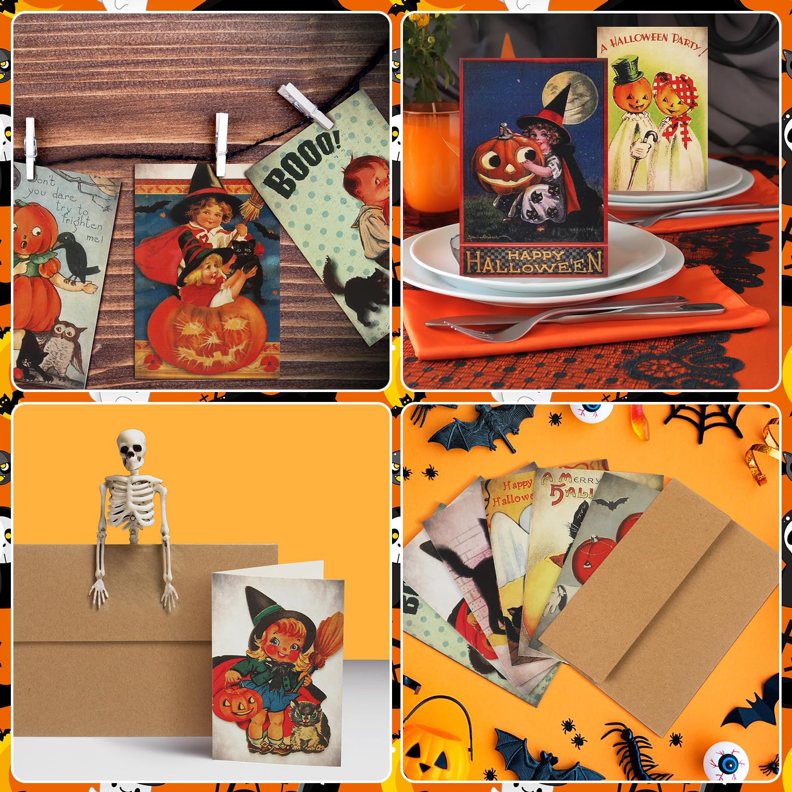 UMM .com Hallowe'en Party ポストカード Amazon.com : Yinder 24 Pcs Halloween Vintage Cards with 24 Pcs