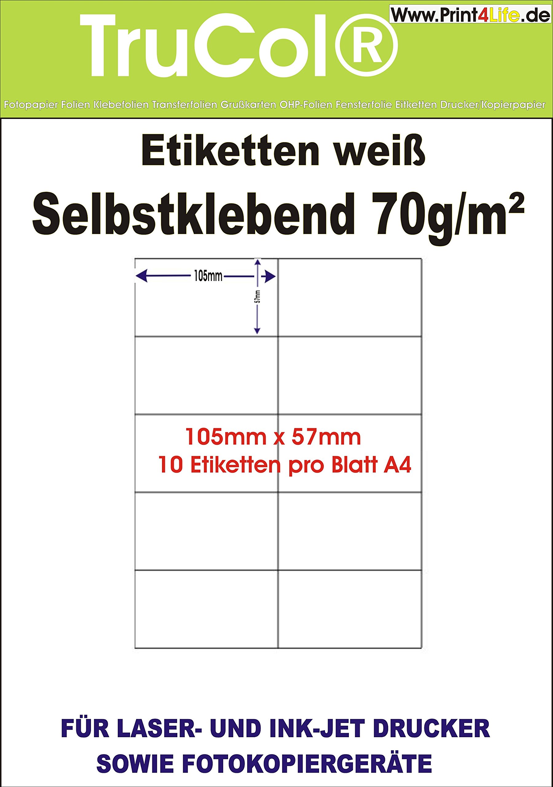 10 000 uniwersalnych etykiet, 105 x 57 mm, naklejki na segregator, etykiety adresowe, etykiety internetowe, białe, DIN A4, 1000 arkuszy, A4, duże opakowanie, uniwersalne zastosowanie do drukarek laserowych/atramentowych/kopiarek