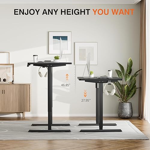 Vista 56 de Furmax Escritorio eléctrico de pie, escritorio ajustable de altura de 55 x 24 pulgadas con ruedas extraíbles, escritorio para computadora de oficina