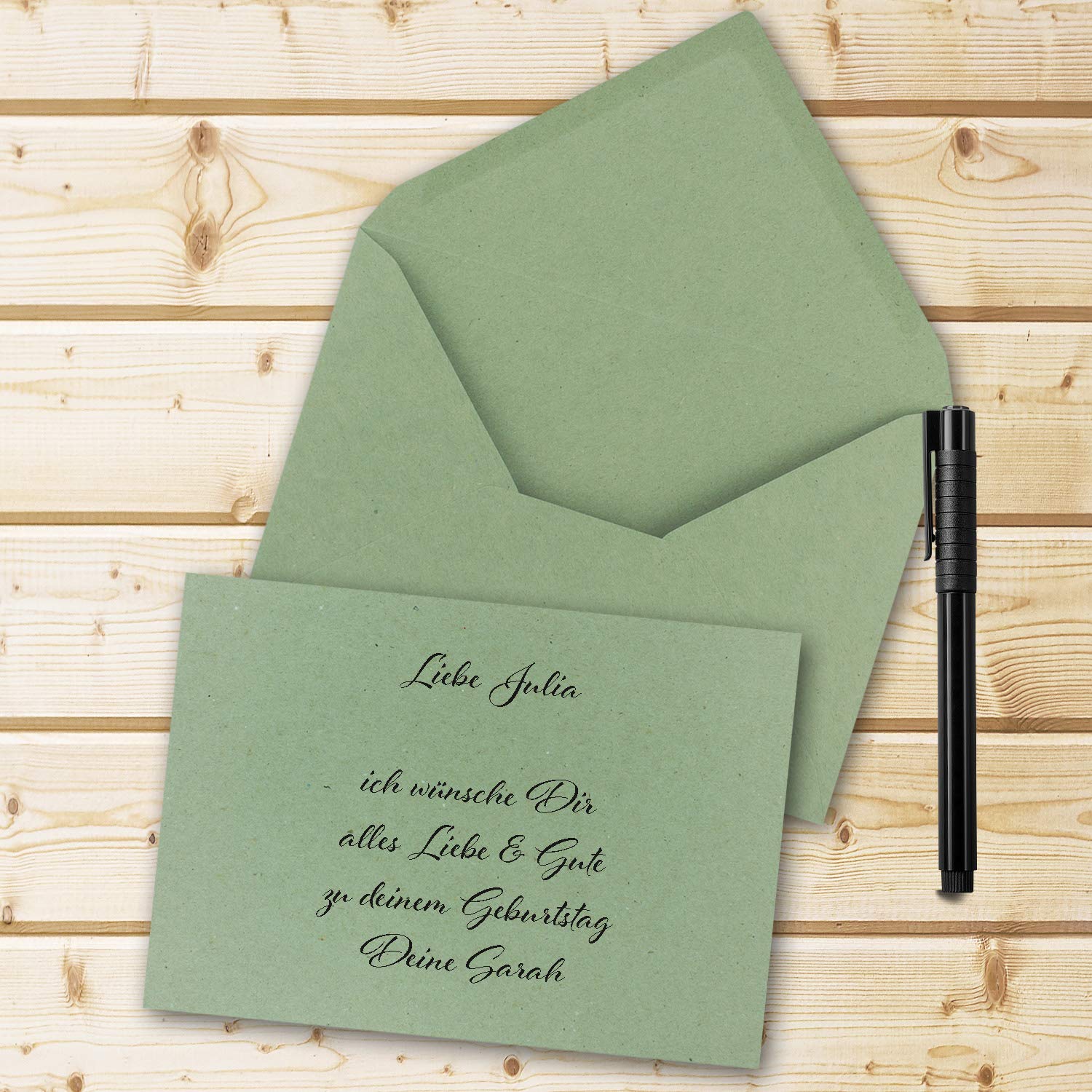 FarbenFroh by GUSTAV NEUSER Vintage Style Card Set of 50 x A6 Kraft Paper Cards with Envelopes in Green, 230 - Image 2