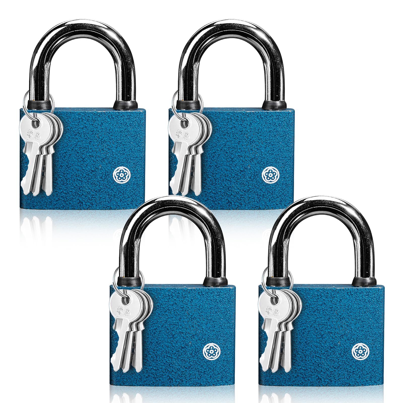 4 Pcs Outdoor Padlock Weatherproof, Iron Cylinder Pad Lock with 3 Keys Heavy Duty Padlocks with Keys Outdoor Security Shed Padlock for Wooden Doors Garage Garden Locker (38mm)
