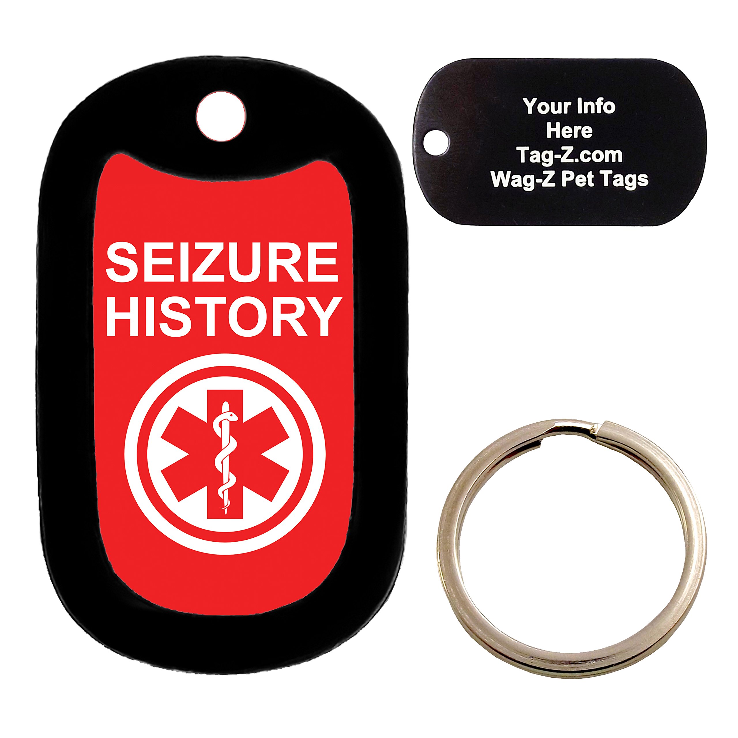 Custom Engraved Pet Tag - medical alert SEIZURE HISTORY - Dog Tag - Tag-Z Wag-Z