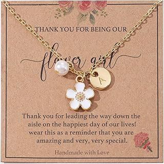 Initial A-Z Letter Necklace for Flower Girl,14K Personalized Proposal Gifts for Flower Girl On Wedding Bridal Shower Party