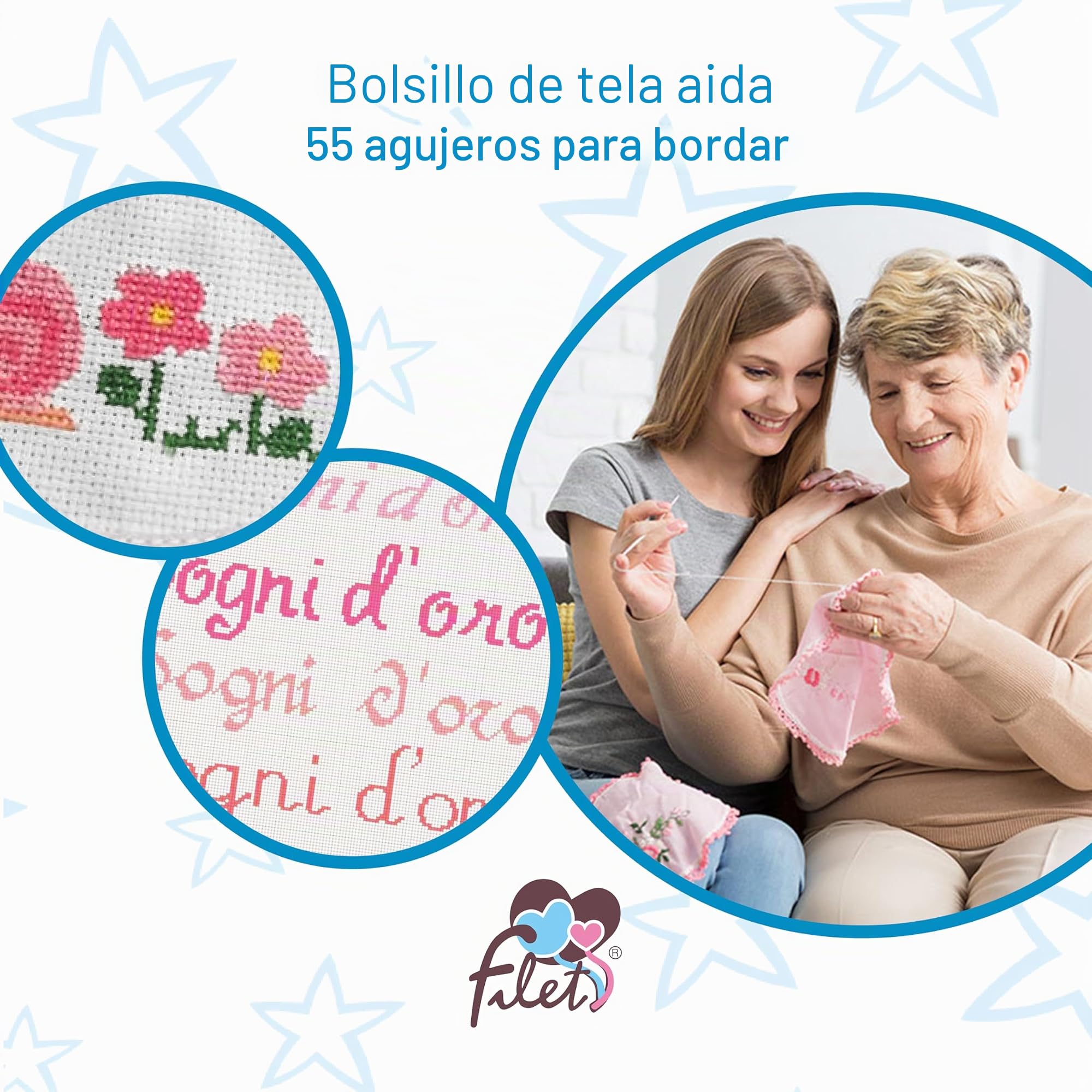 Filet – Juego de 3 baberos de rizo de algodón