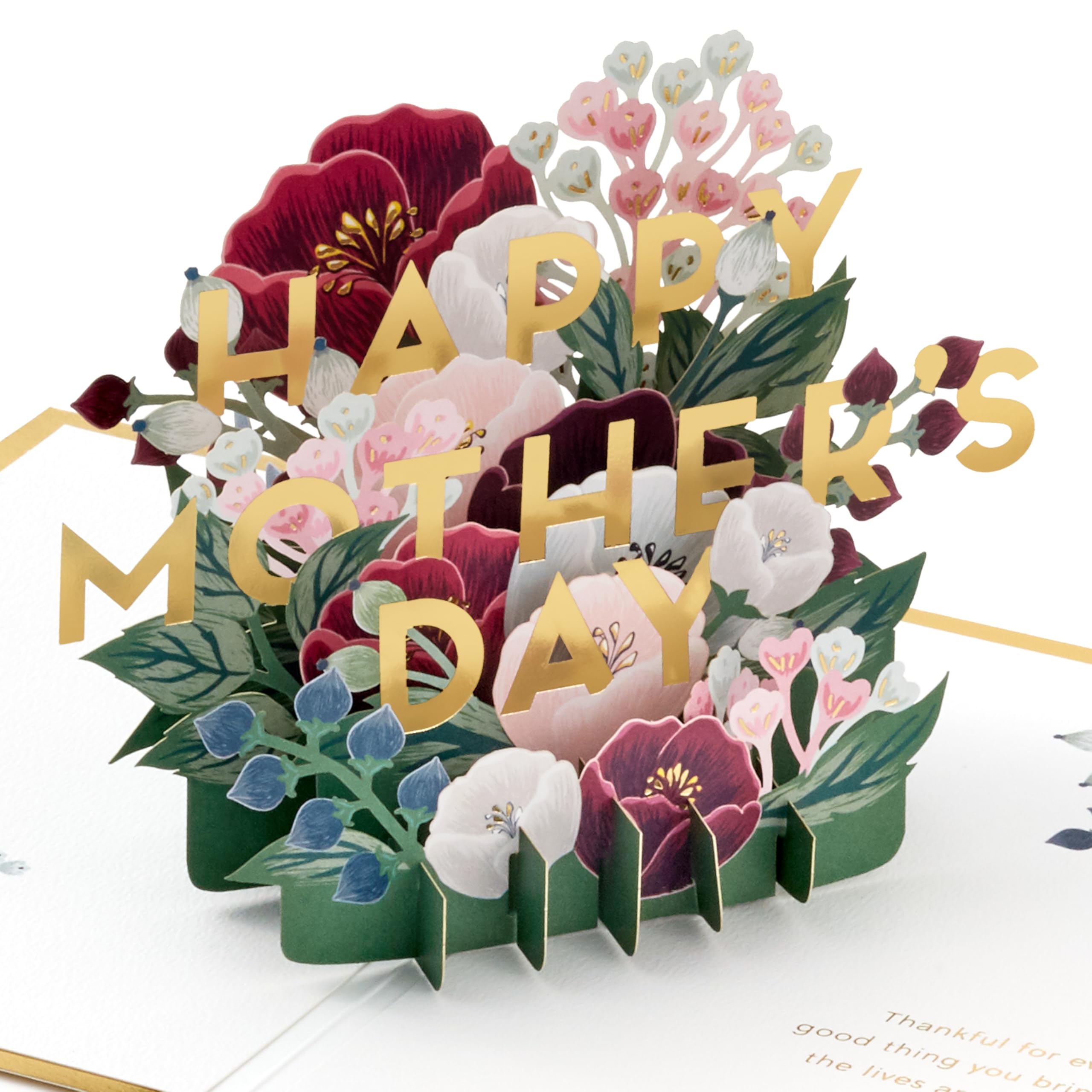 Hallmark Mothers Day Card for Mum, 3D, Pop Up, Bouquet of Flowers, Red, Gold