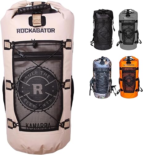 Mochila impermeable Kanarra de 90L de Rockagator para acampada, senderismo, caza - Gran capacidad, cierre enrollable, Desert Tan, 90 L, Mochila