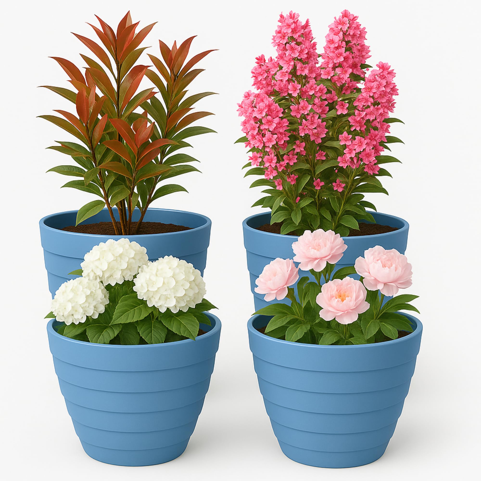Maceteros Decorativos Interior y Maceteros Grandes Exterior - 3X Macetas Grandes Blanco Elegante (30 cm) Macetas Plastico con Drenaje - Tiestos para Plantas, Jardín, Terraza y Balcón — view 14