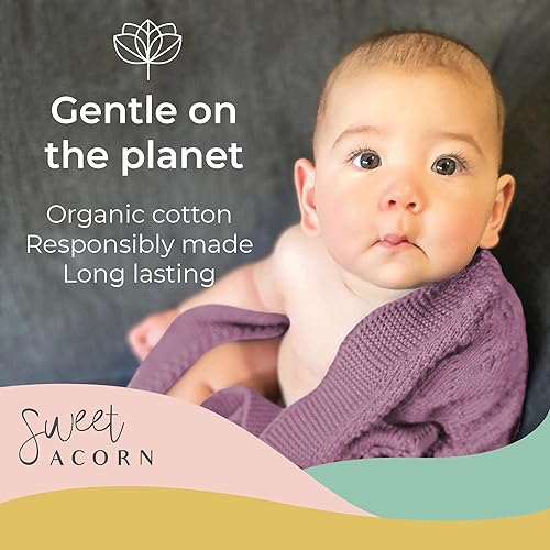 Miniatura 9 de Manta de punto para bebé en patrón elegante, mantas de algodón orgánico para cuna o cochecito, mantas de recepción - amarillo mantequilla