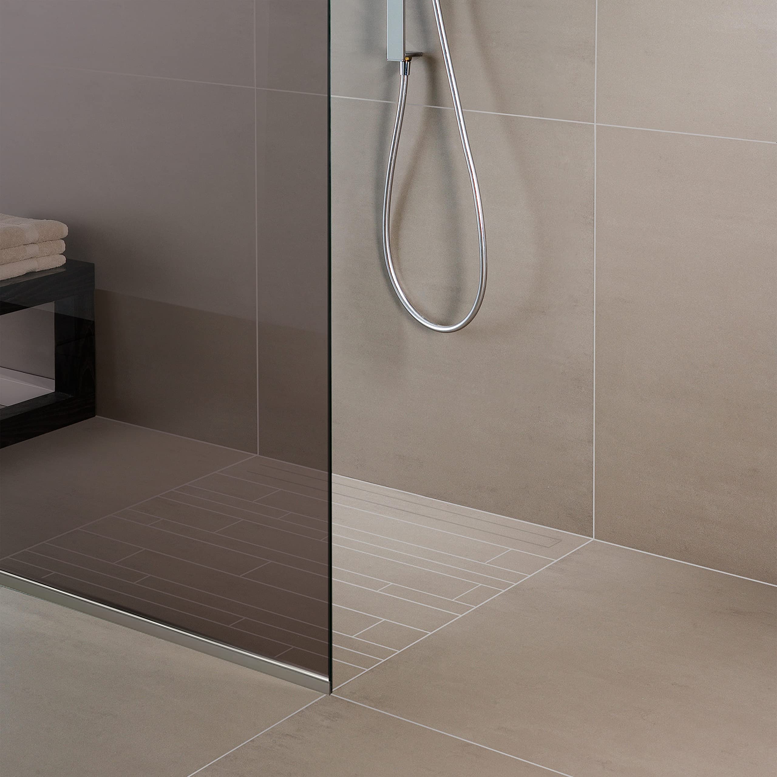 Aqua Roy Modell INOX Tanz 100 cm ab 70/80/90/100/110/120 Duschabtrennung Bronze Glasscheibe 8 mm transparent Nano beschichtet sandgestrahlt Muster Edelstahl (100x195 cm)