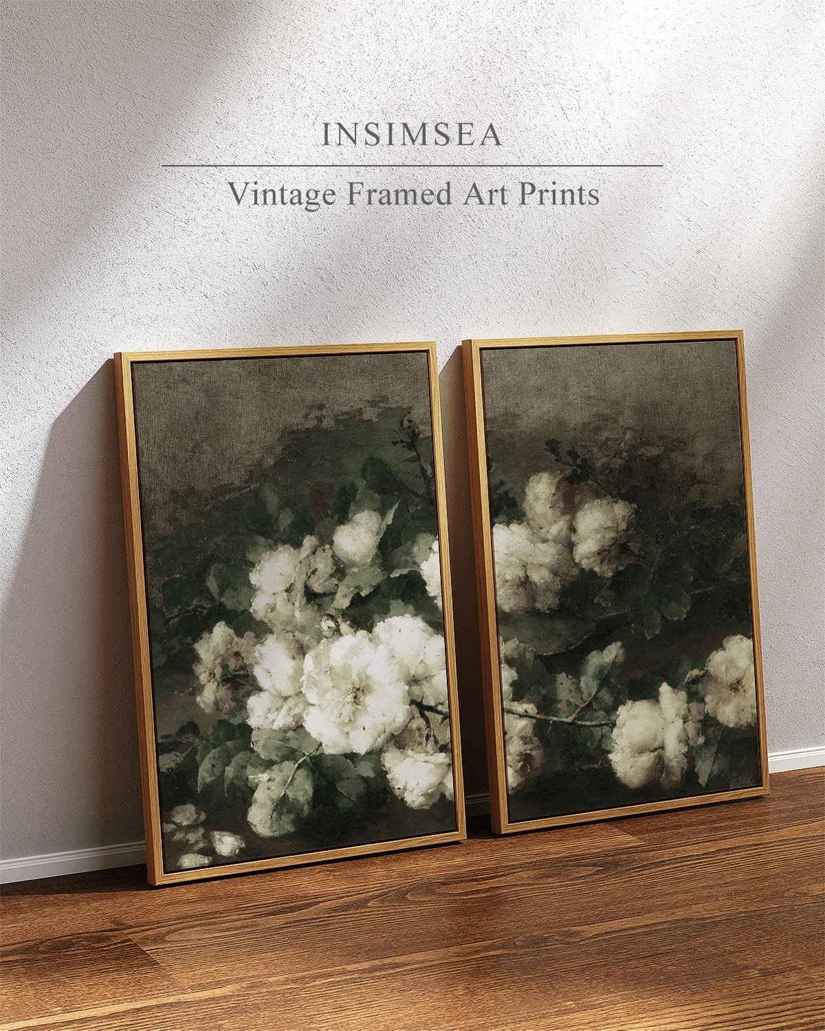 InSimSea Framed Canvas Wall Art Set of 2, 16"X24" Vintage Flower Pictures Wall Decor for Bathroom, Rustic Farmhouse Wall Art Pictures for Bedroom, Living Room, Bathroom Decor
