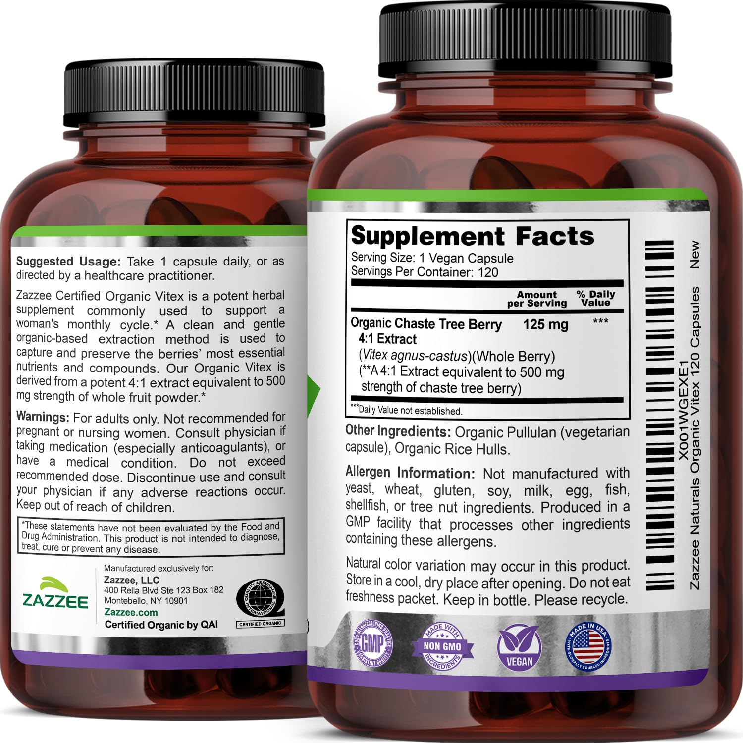 Zazzee USDA Organic Vitex Chasteberry, 120 Vegan Capsules, 4 Month Supply — Amazon image 9