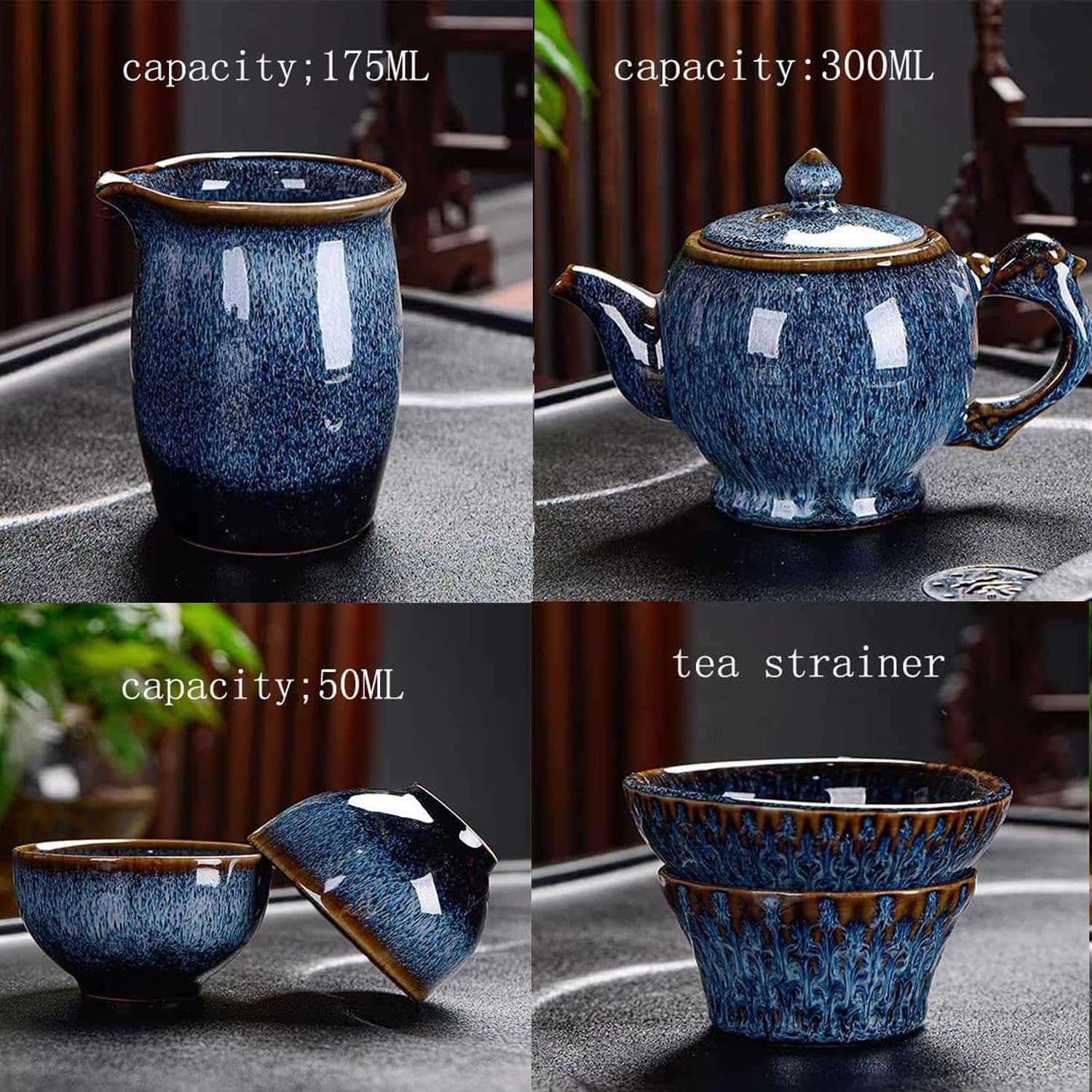 Set da tè cinese in porcellana Gongfu, 1 teiera, 6 tazze da tè, 1 tazza da tè con filtro, 1 colino da tè, casa, regalo, all'aperto e ufficio