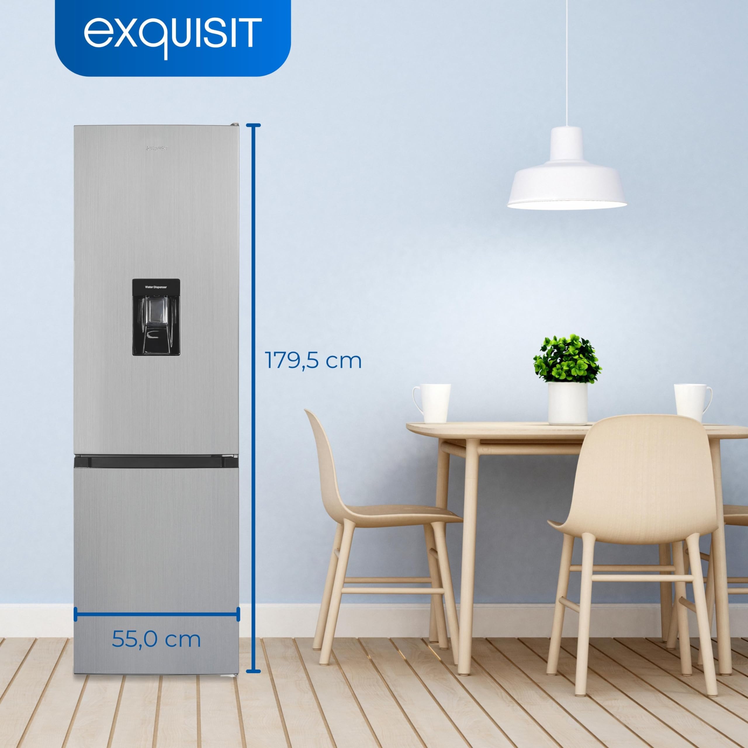 Frigorifero Combinato Exquisit KGC265-70-WS-040D – 260L, Classe D, Distributore Acqua, LED, Inox Look - 2
