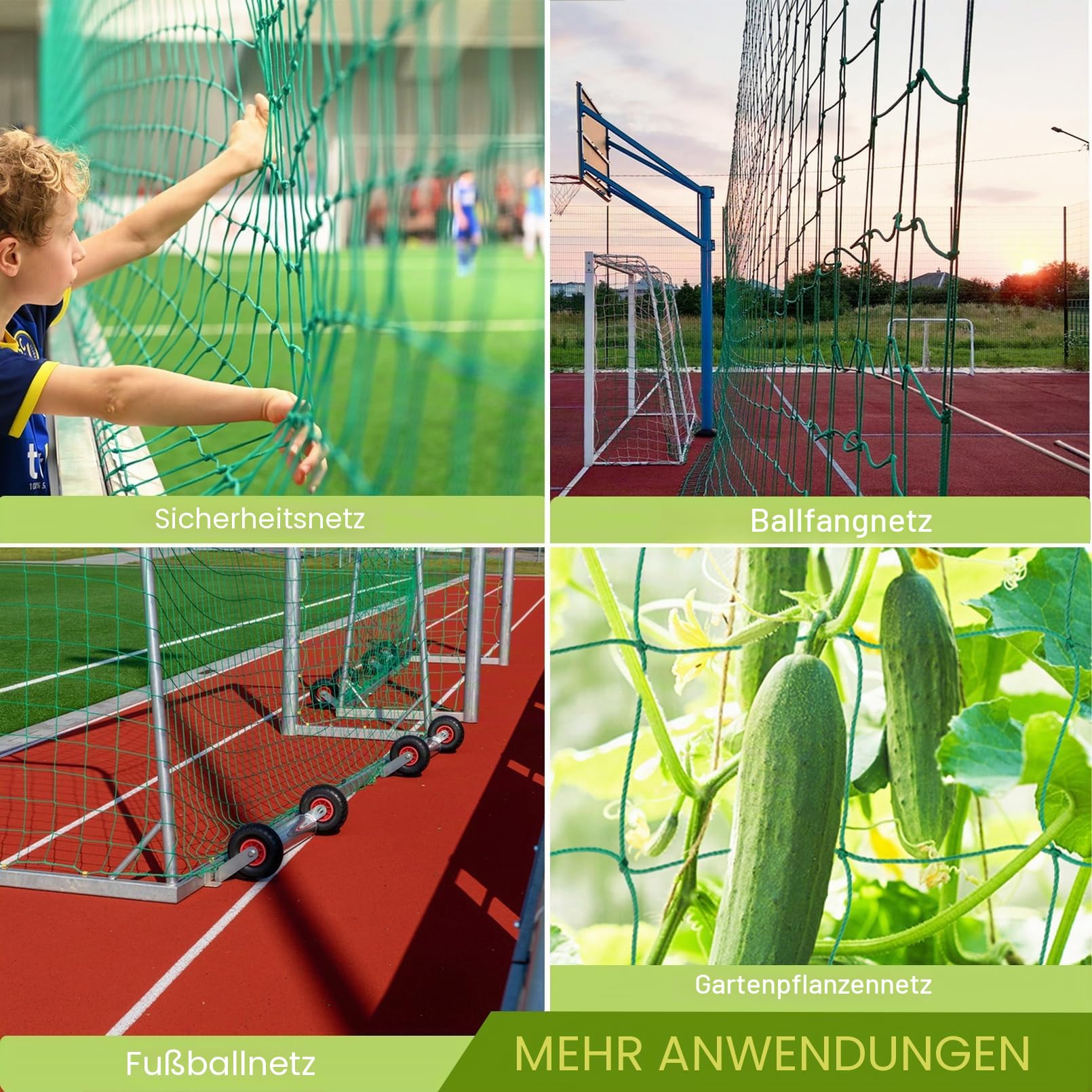 Aoneky Fußball Ballfang Netz 3x3M/3x6M /3x9M/3x12M /3x15M,10 x10 cm Masche, 2,5mm Polyethylen Seil, Sport-Übungs-Barriere-Netz, Fußball-Schlagnetz Verhindern Ball über den Zaun Fliegt