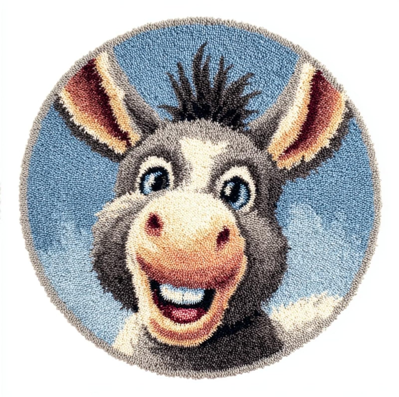 WallustrioaW Latch Hook Rug Carpet Kits for Adult,Animal Donkey,DIY Latch Hook Rug Kits with Pre-Printed Pattern,Carpet Handcraft Embroidery for Christmas,50x50cm