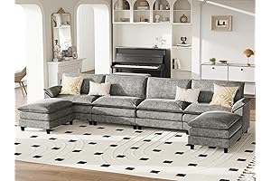 Flamaker U Shaped Gray Sectional Living Room Sofa Couch Set