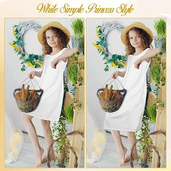 Mepase 2 Pcs Girls Slips for Under Dress Tea and Knee Length Princess Cotton Nylon White Slips with Adjustable Straps