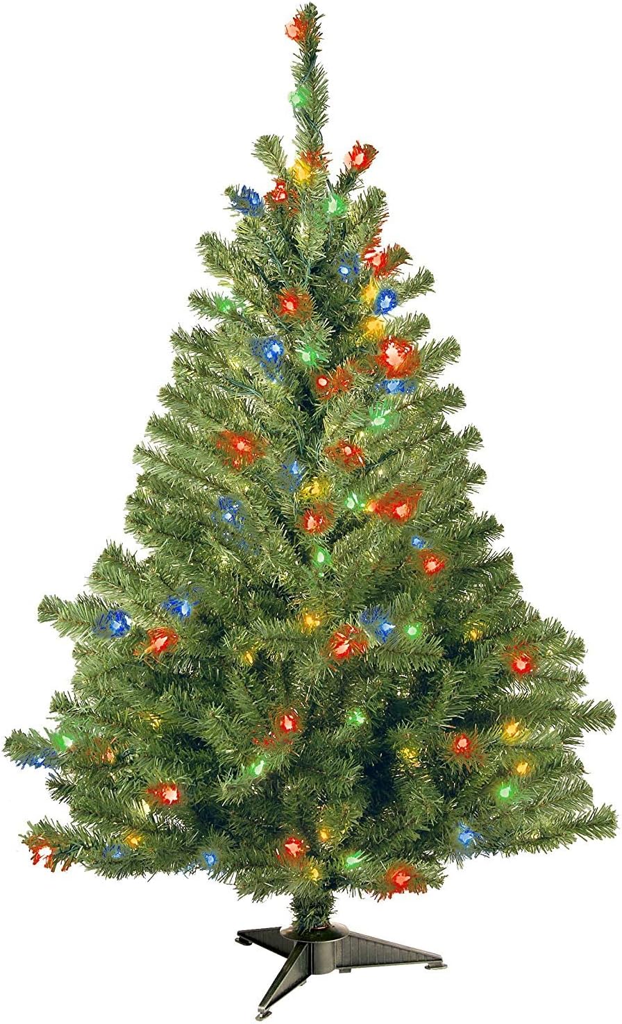 Masti Zone 4 Feet Artificial Xmas/Christmas Tree/Pine Tree with 1 Pcs 20 feet Colorful Led Light String and 2 Pcs Golden Tinsel Garlands