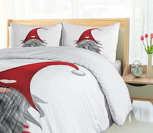 Miniatura 4 de Ambesonne Juego de funda de edredón de gnomo, mito de tonttu nórdico con estampado de folclore escandinavo, diseño de criatura finlandesa Nisser,