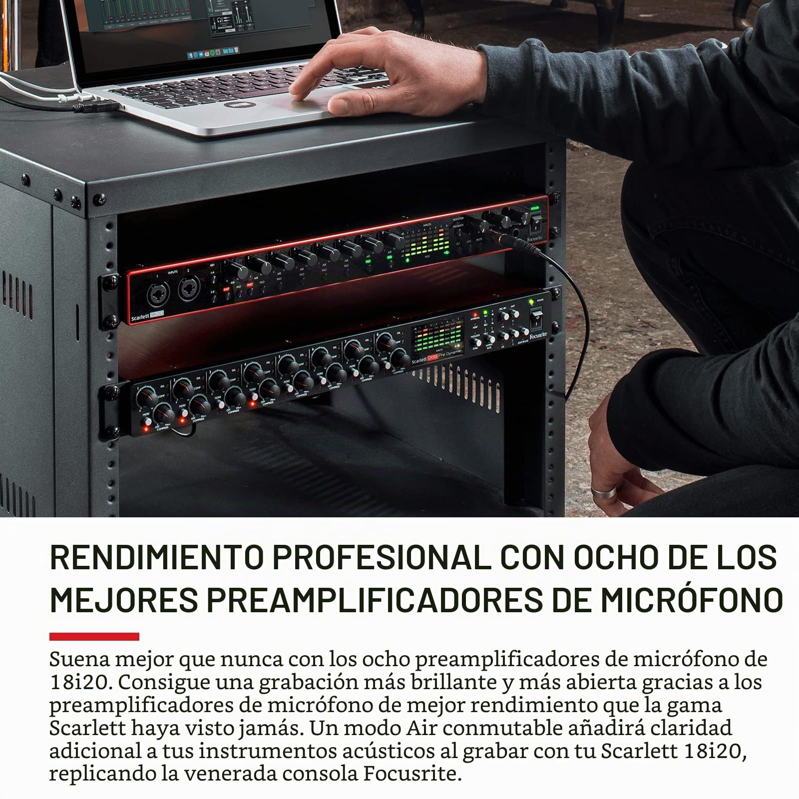 Interfaz de audio USB Scarlett 18i20 de 3.ª gen. de Focusrite para grabar, producir y diseñar. Alta fidelidad, grabación de estudio y reproducción clara
