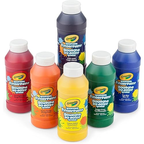 Crayola Washable Finger Paints (6 Count) Toddler Paint Supplies, Kids Paint Set, Classroom Supplies, Nontoxic, Ages 4, 5, 6, 7 [Amazon Exclusive]