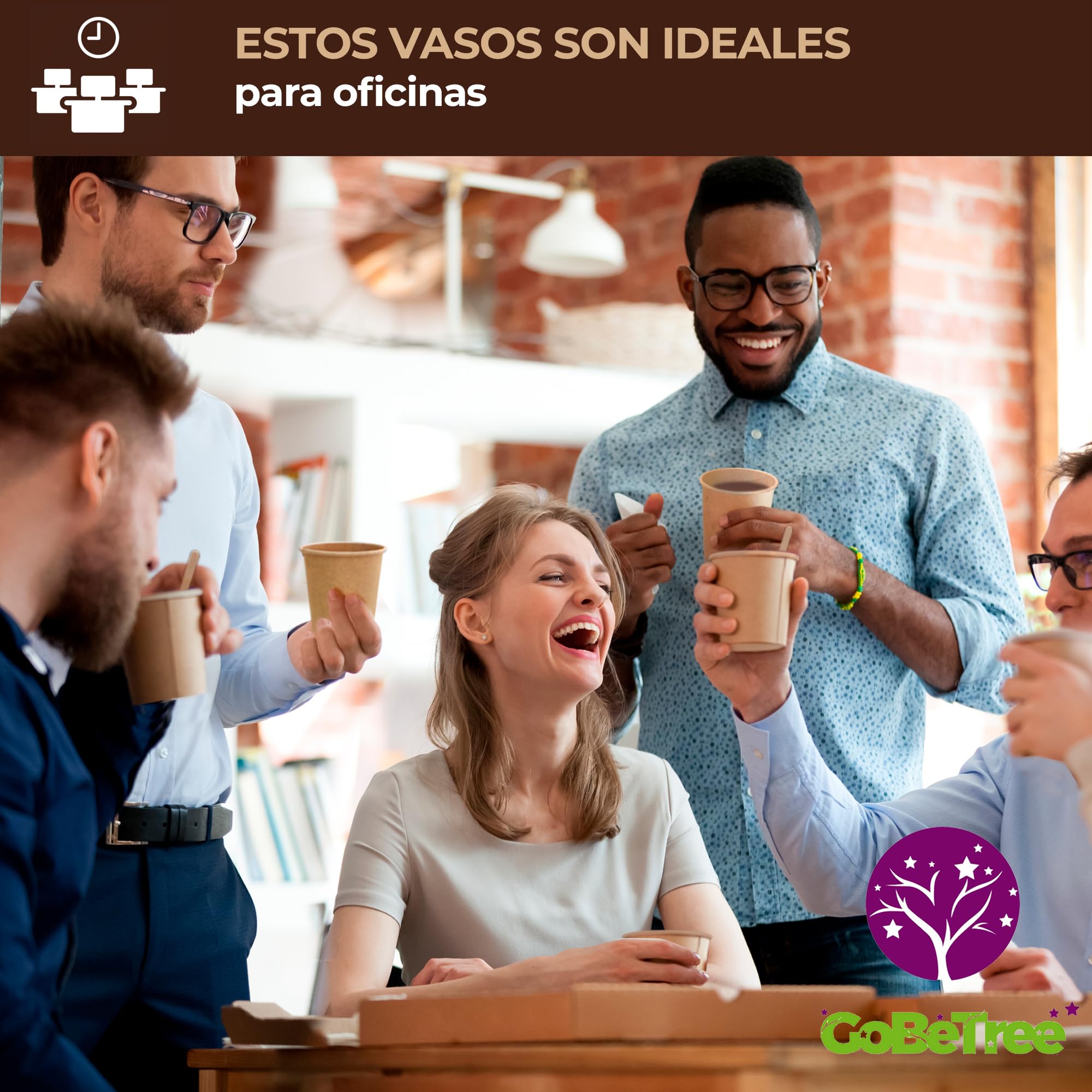 100 Vasos Desechables de Cartón Kraft 210 ml / 7 oz. Resistentes, A Prueba de Fugas. Ideal para Café, Té y Bebidas Refrescantes.Sin Olores. Vasos Kraft