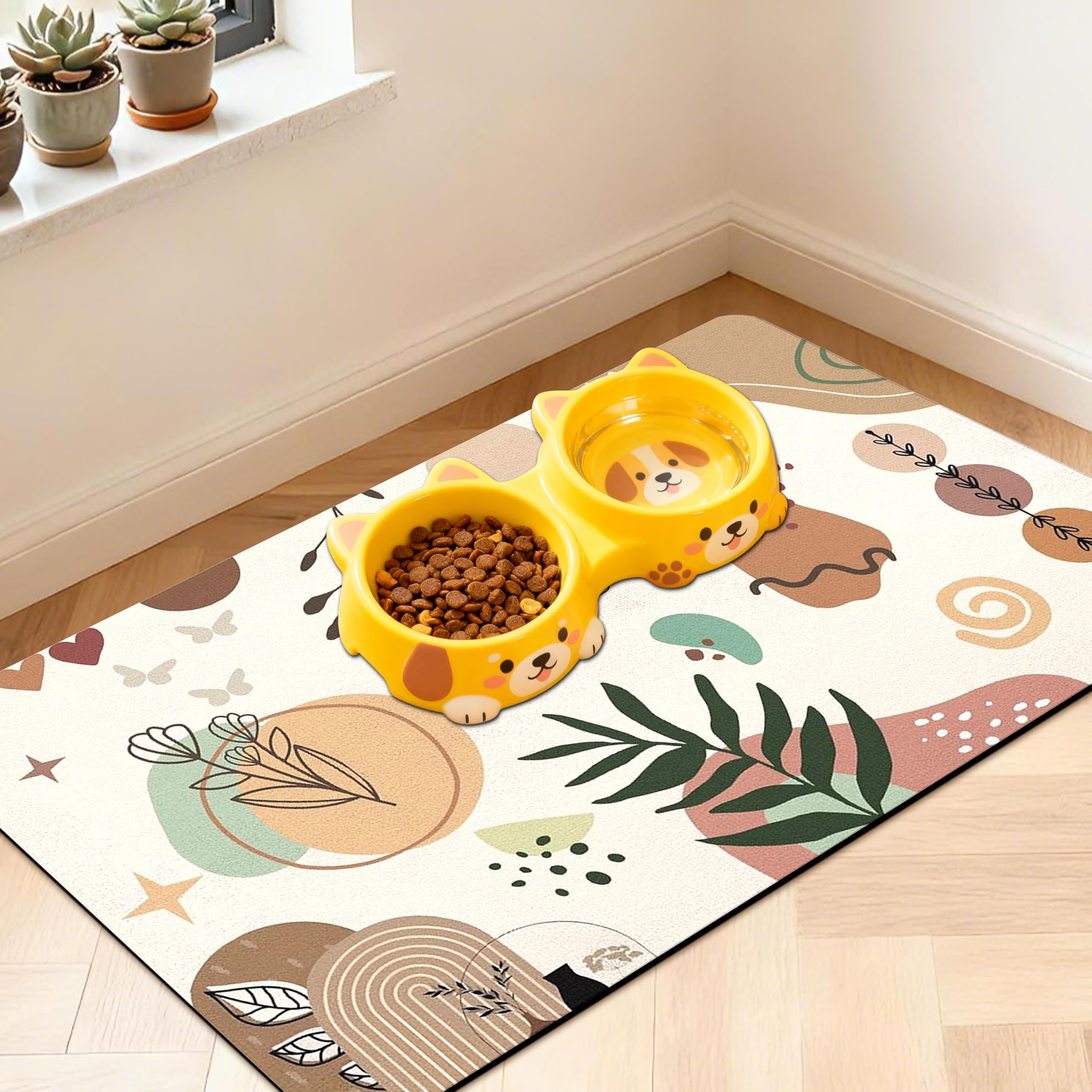 Pet Feeding Mat for Floors Waterproof Dog Mat for Food and Water Absorbent Quick Dry Non Slip mat for Cat Bowls
